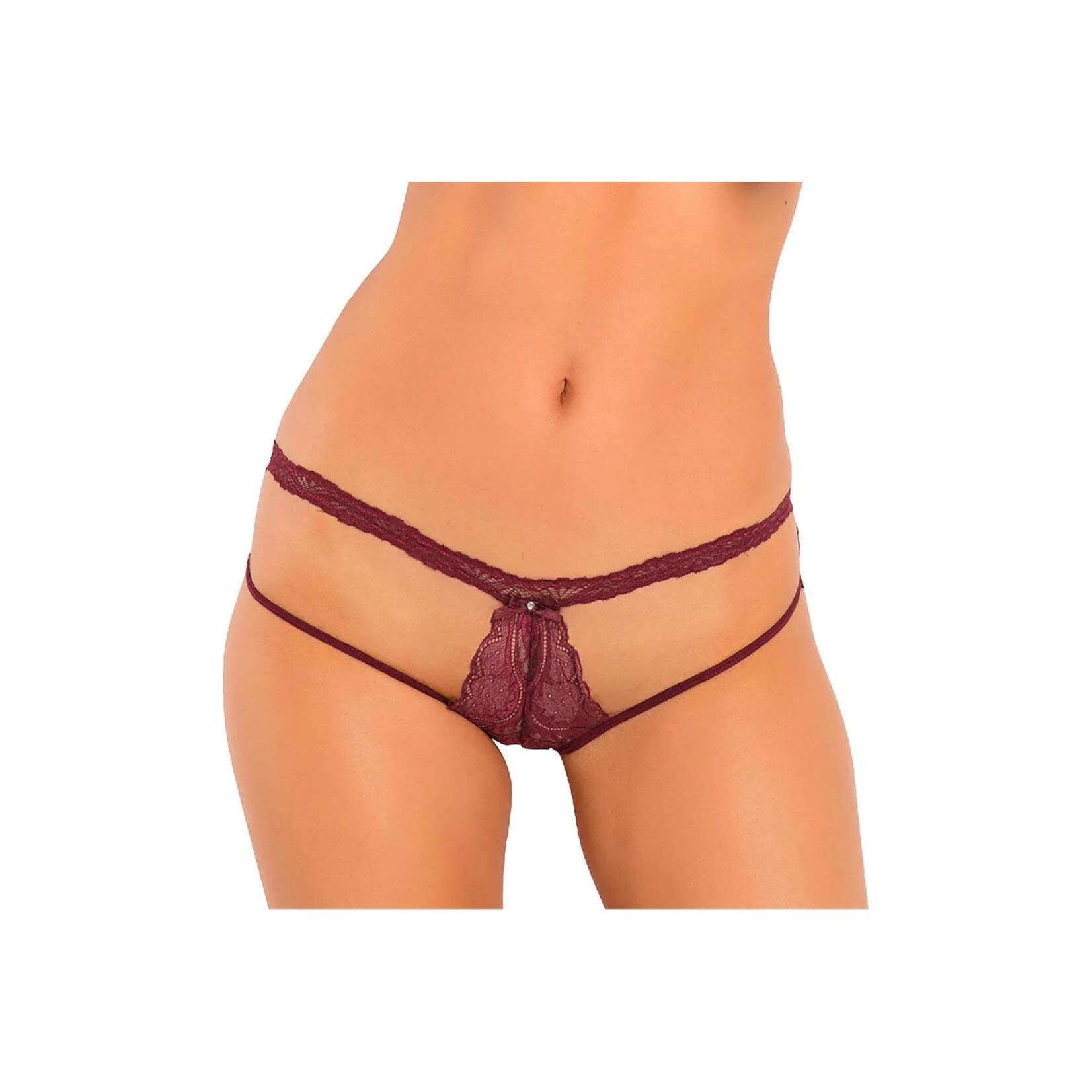 Penthouse Dive deep open back panty burgundy - S/M