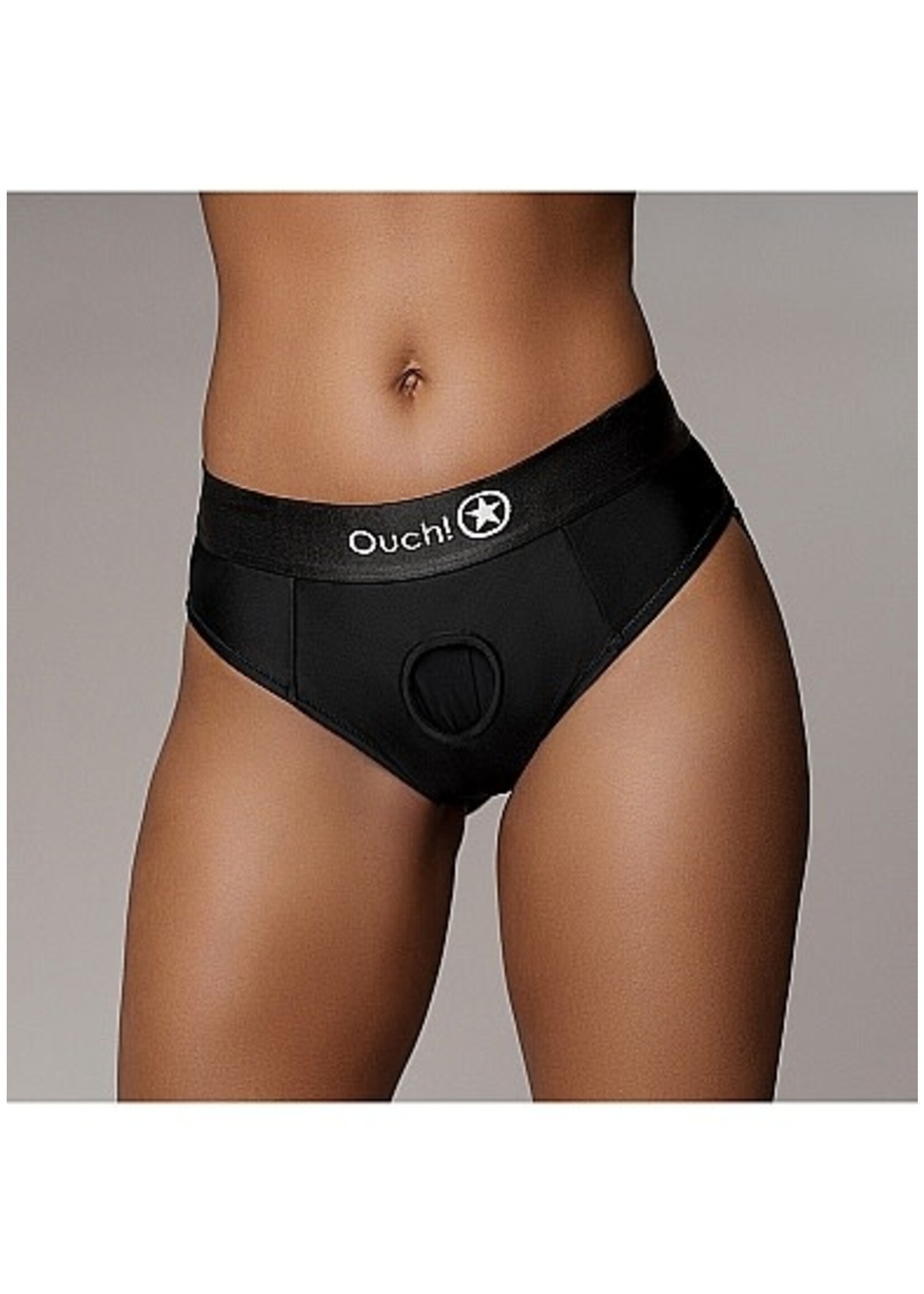 Ouch! Vibrating strap-on thong black M/L