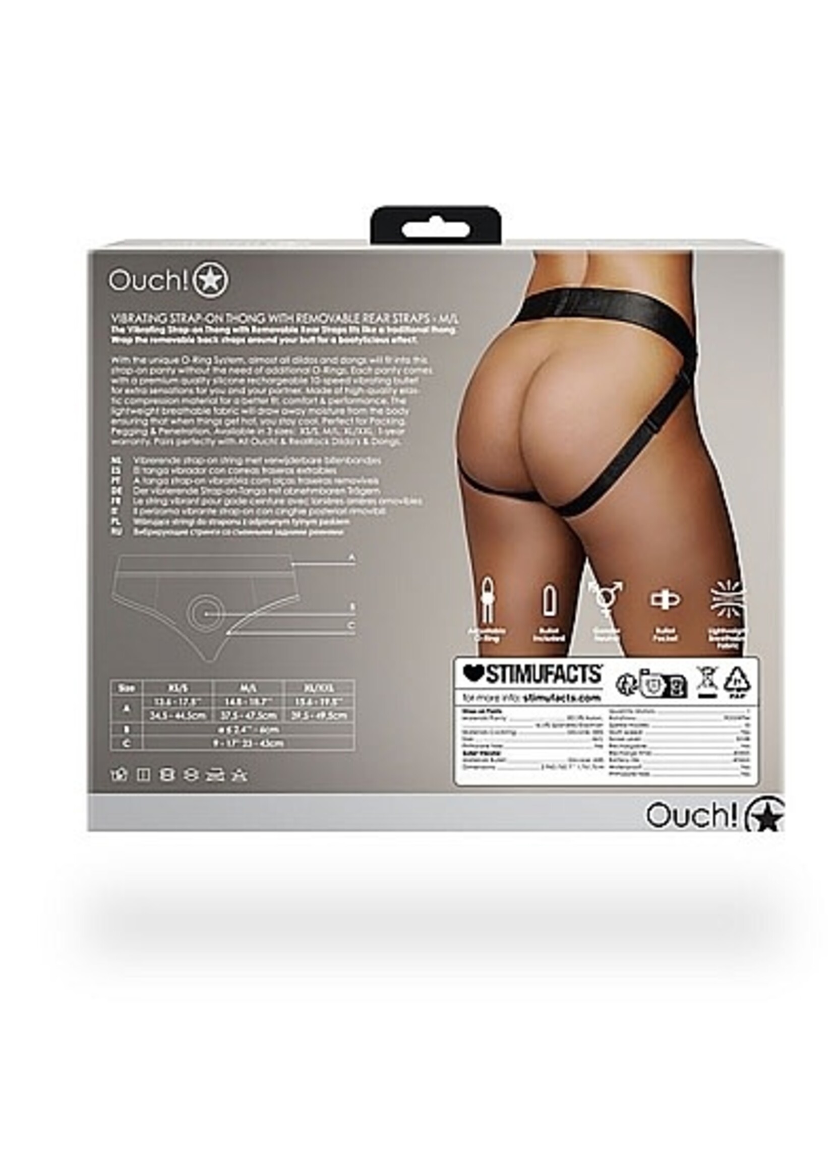 Ouch! Vibrating strap-on thong black M/L