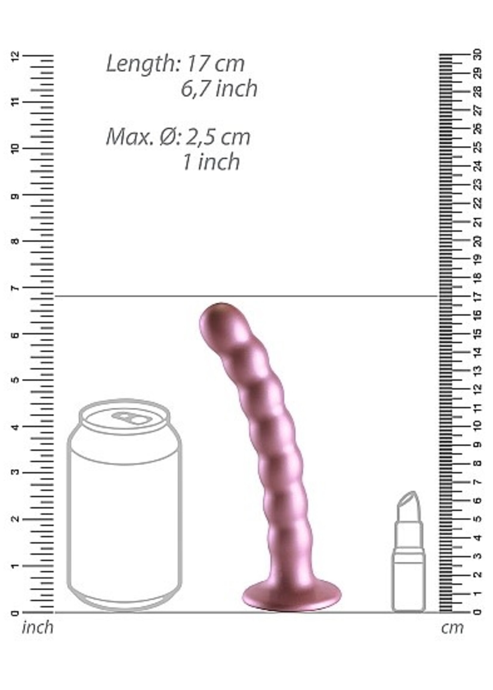 Ouch! Beaded G-spot dildo - 6,5'' / 16,5 cm - rose gold