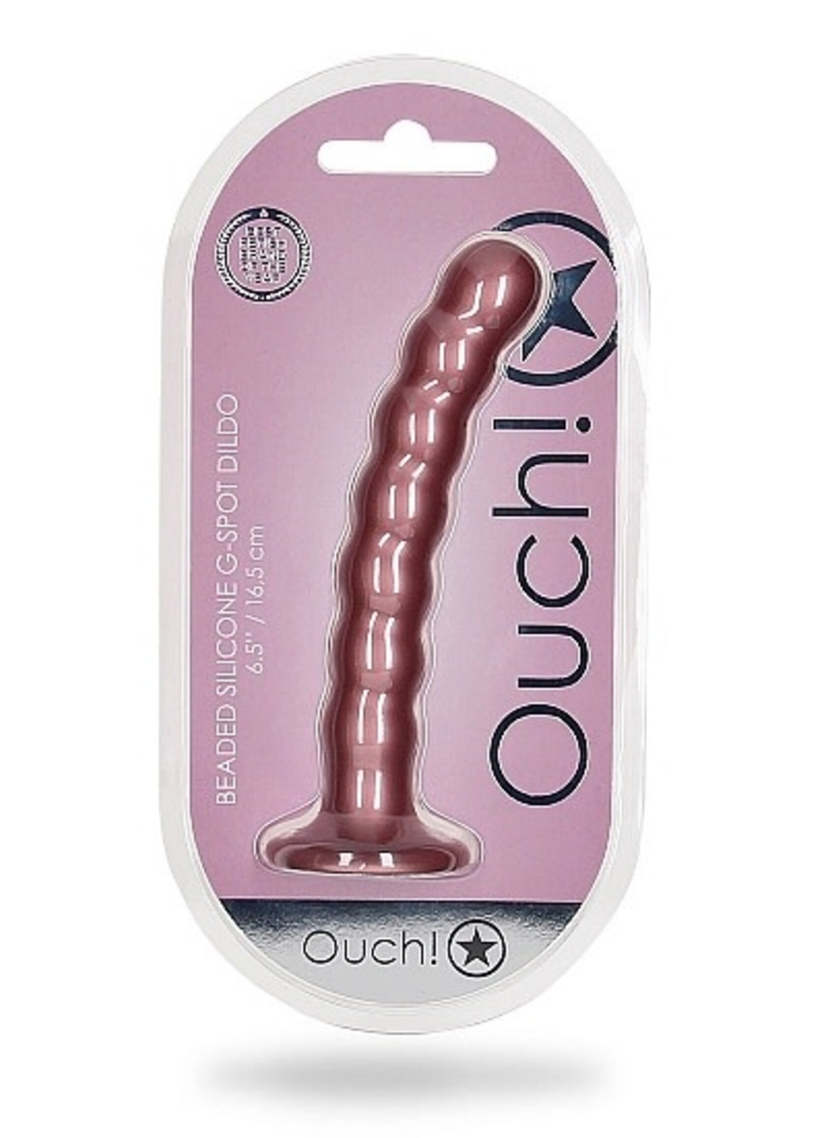 Ouch! Beaded G-spot dildo - 6,5'' / 16,5 cm - rose gold