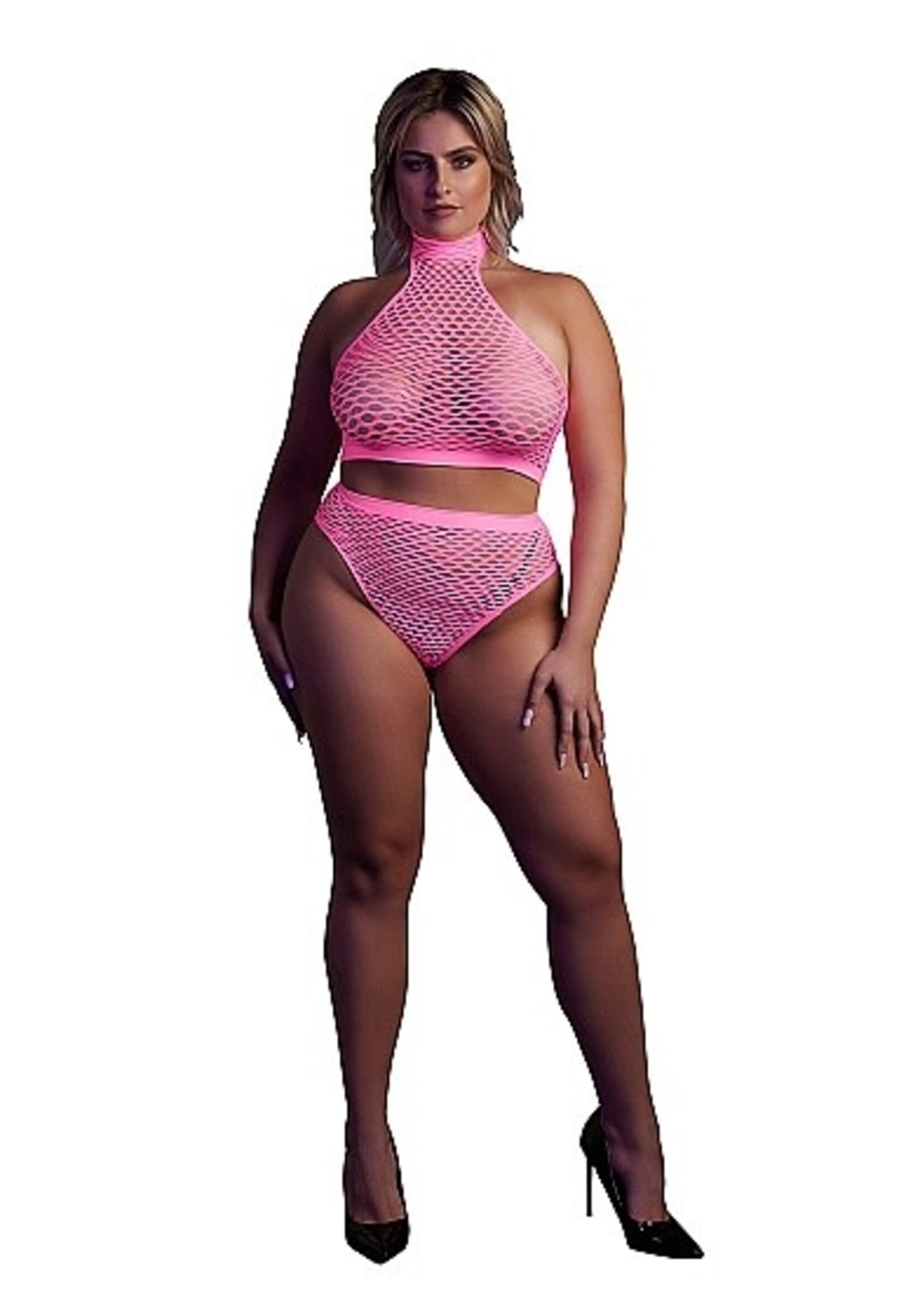 Ouch! Turtle neck and high waist slip - Pink - QueenSize