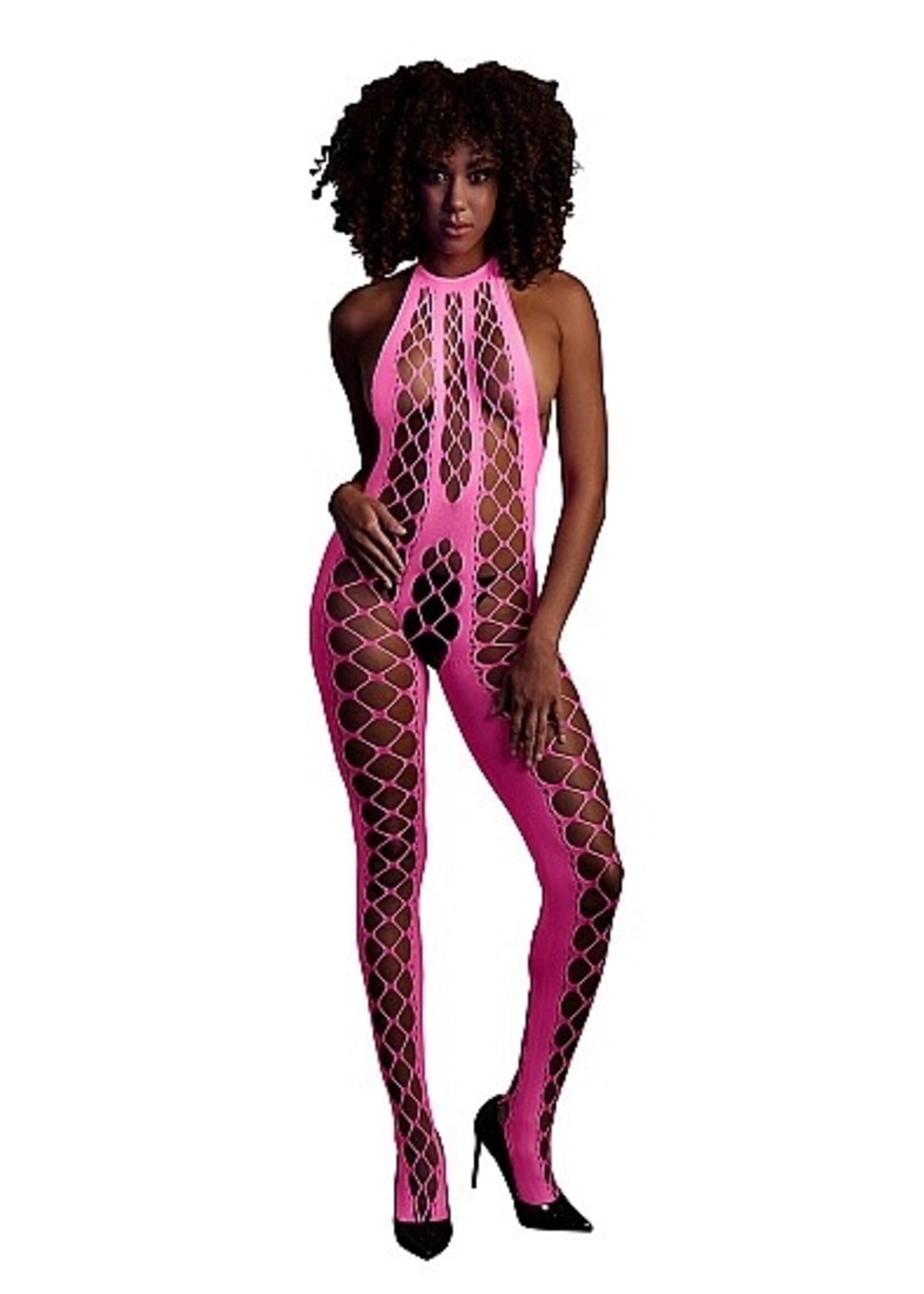 Ouch! Bodystocking with halterneck - Pink - OneSize