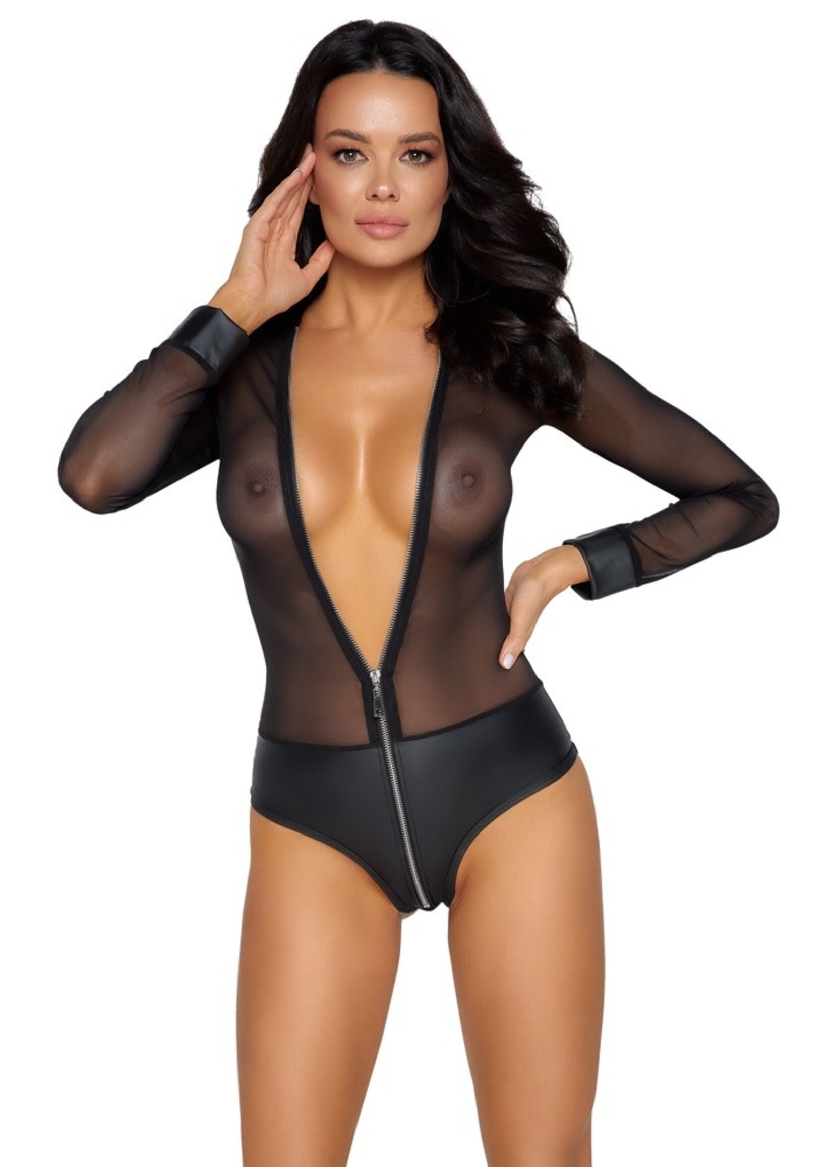 Cotteli Collection Transparante body met lange mouwen