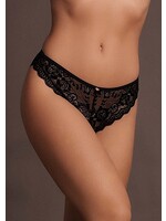 Le Désir Claire - Elastic lace brief golden details - black - OneSize