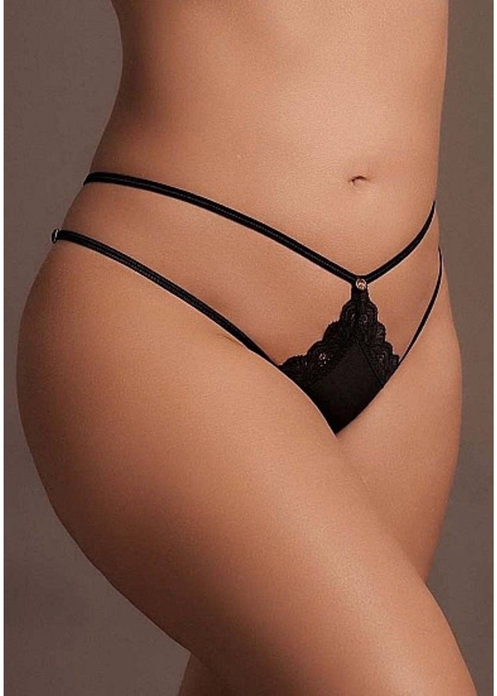 Le Désir Ami - Thong sliders golden details - black - QueenSize