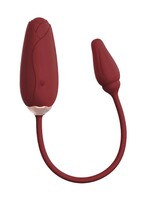 Flora wearable vibrator with app control - gold & wine red