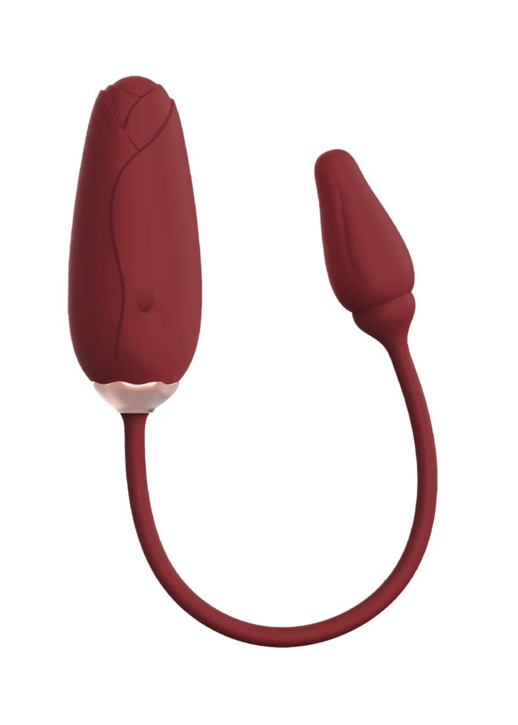 Flora wearable vibrator with app control - gold & wine red