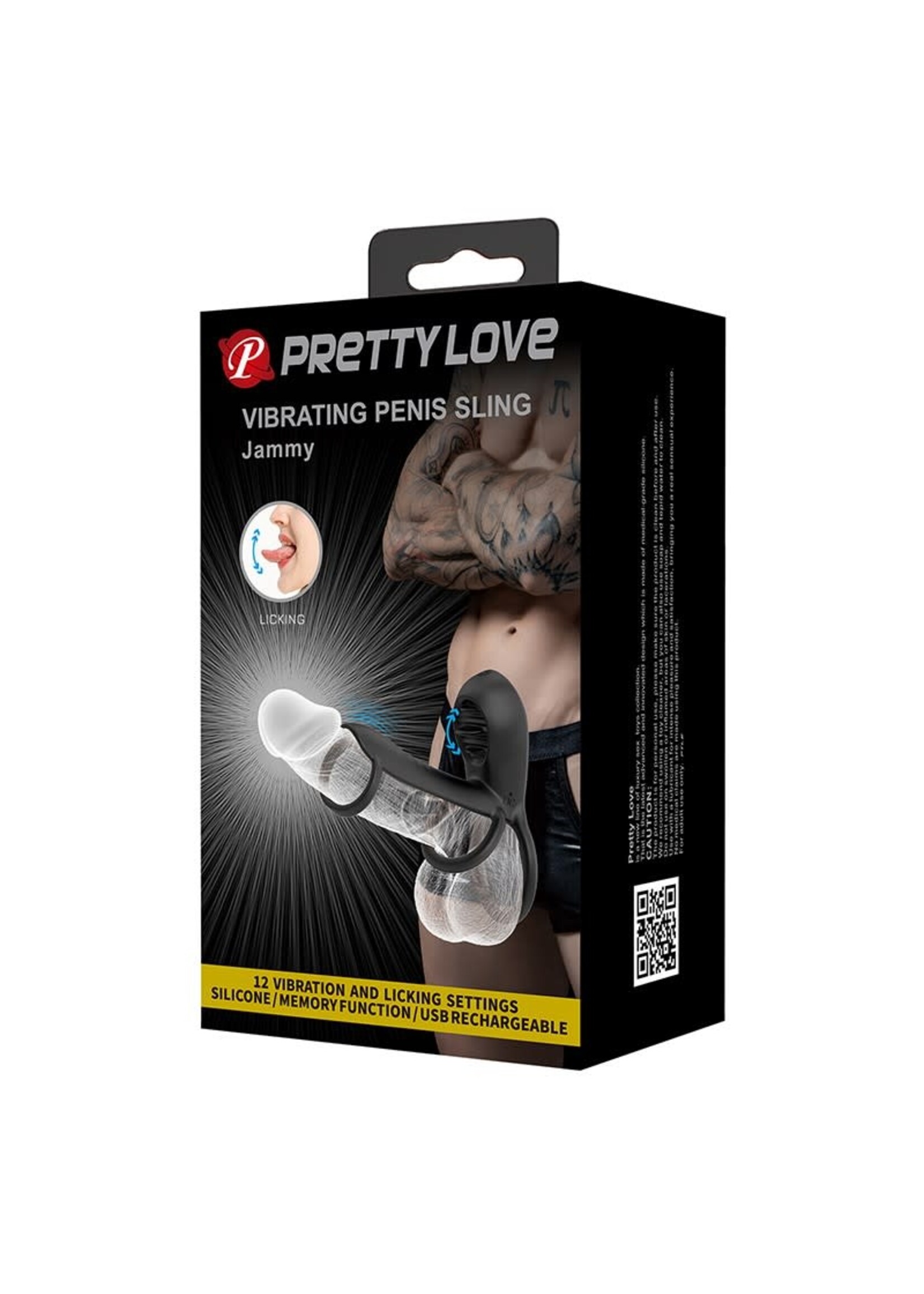 Pretty Love Jammy cockring vibrator with clitoral stimulator - black