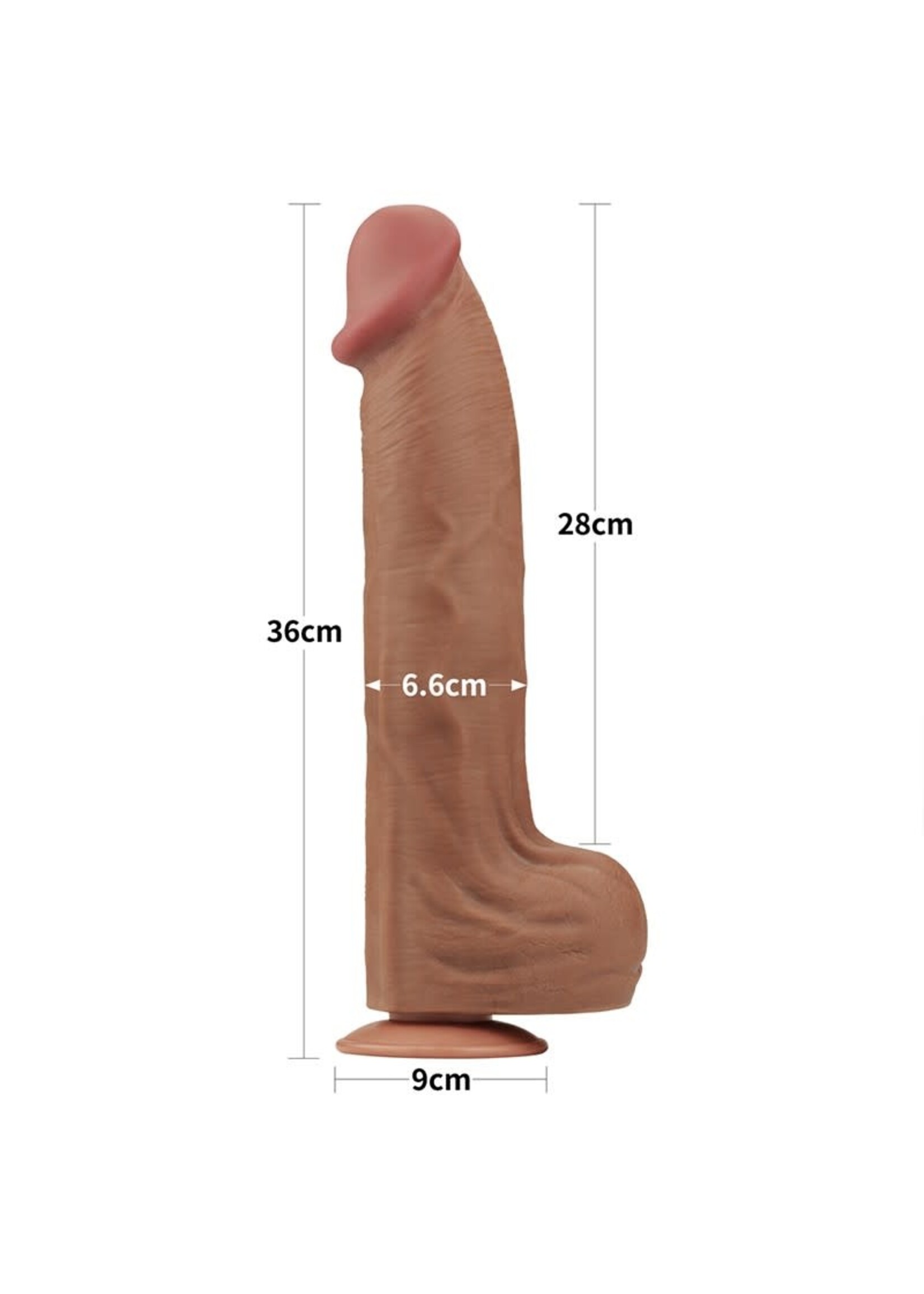 LoveToy Sliding skin dildo 36 cm - brown