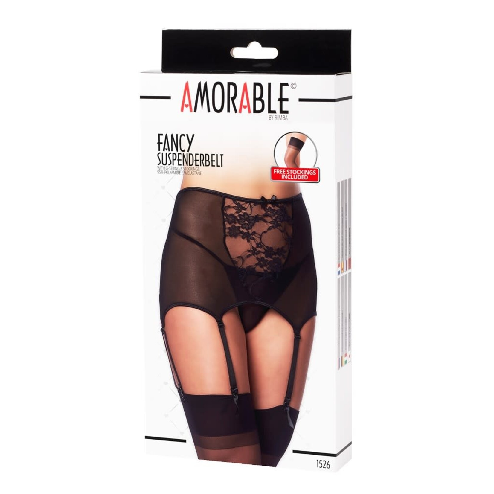 Rimba Jarretel met g-string en kousen - zwart