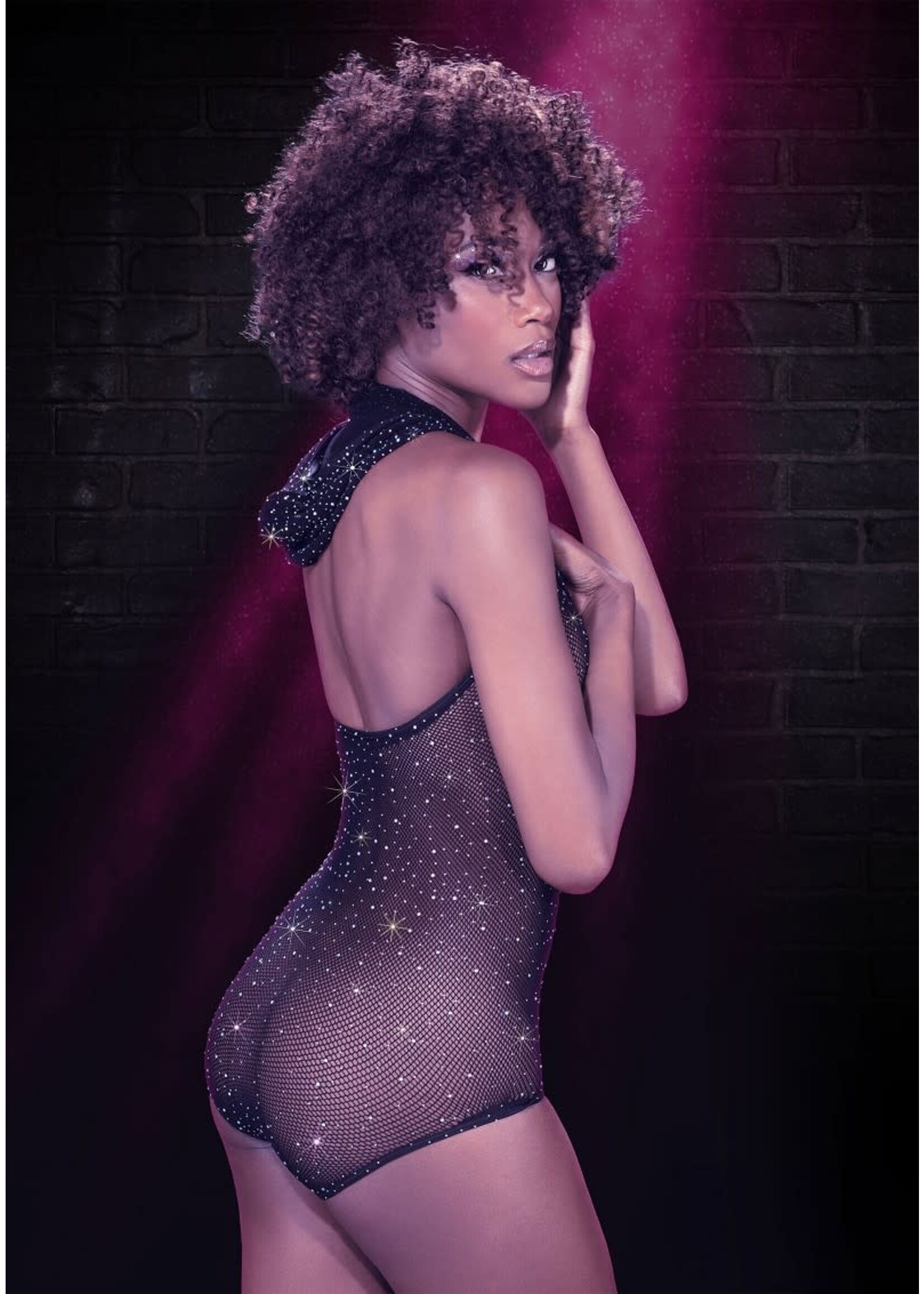 Calexotics Hooded deep V bodysuit - OneSize