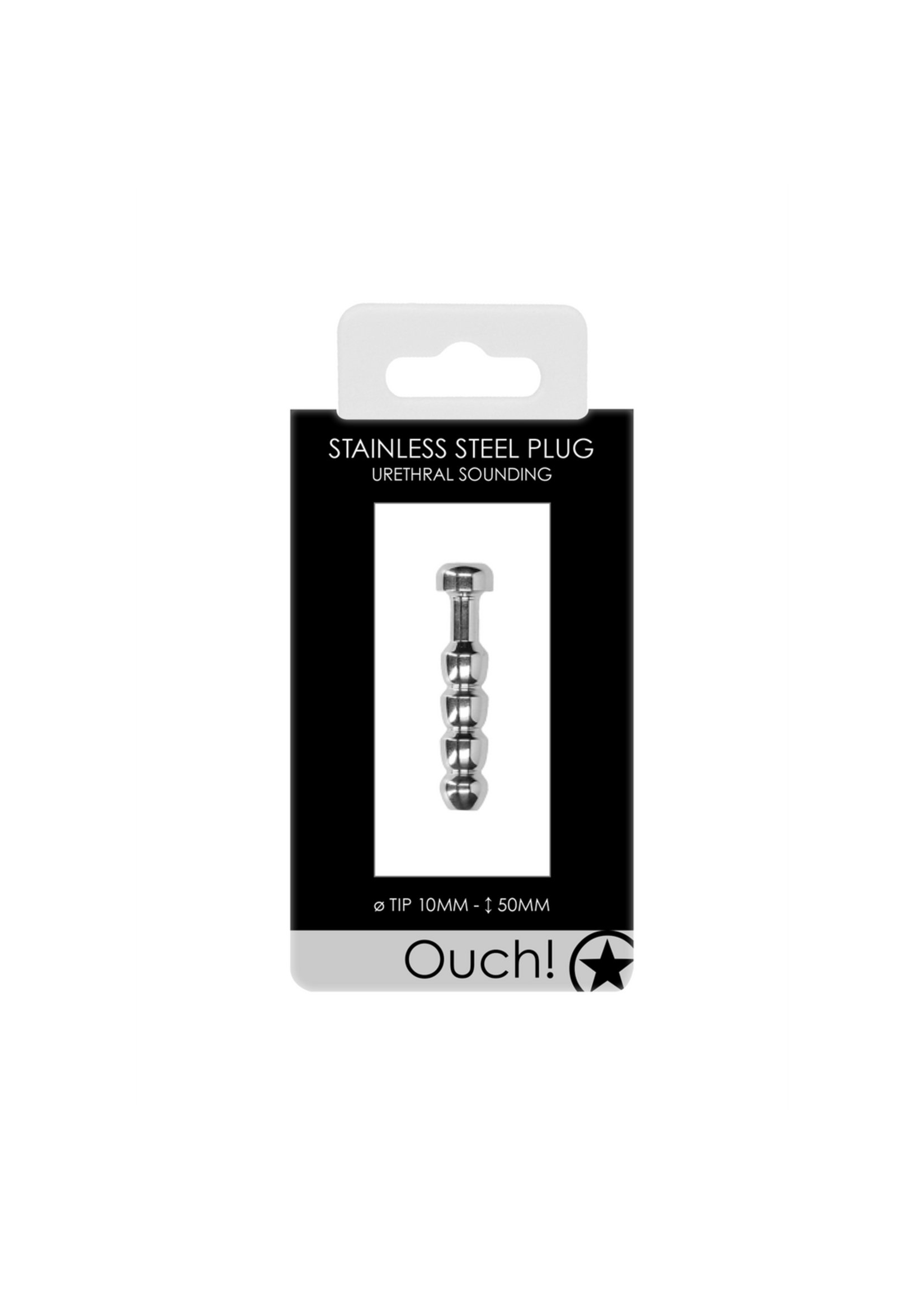 Ouch! Ribbed hollow penis plug - 0.4" / 10 mm