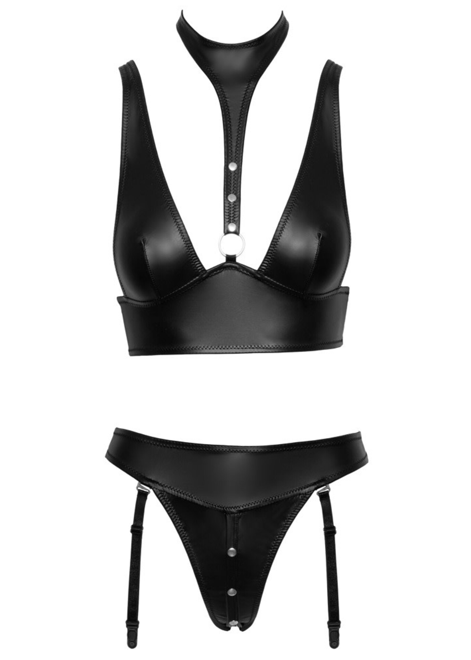 Cotteli Collection Bondage Bralette en jarreltelslip mat