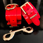 Kinky Diva Vinyl high gloss ankle cuffs - red