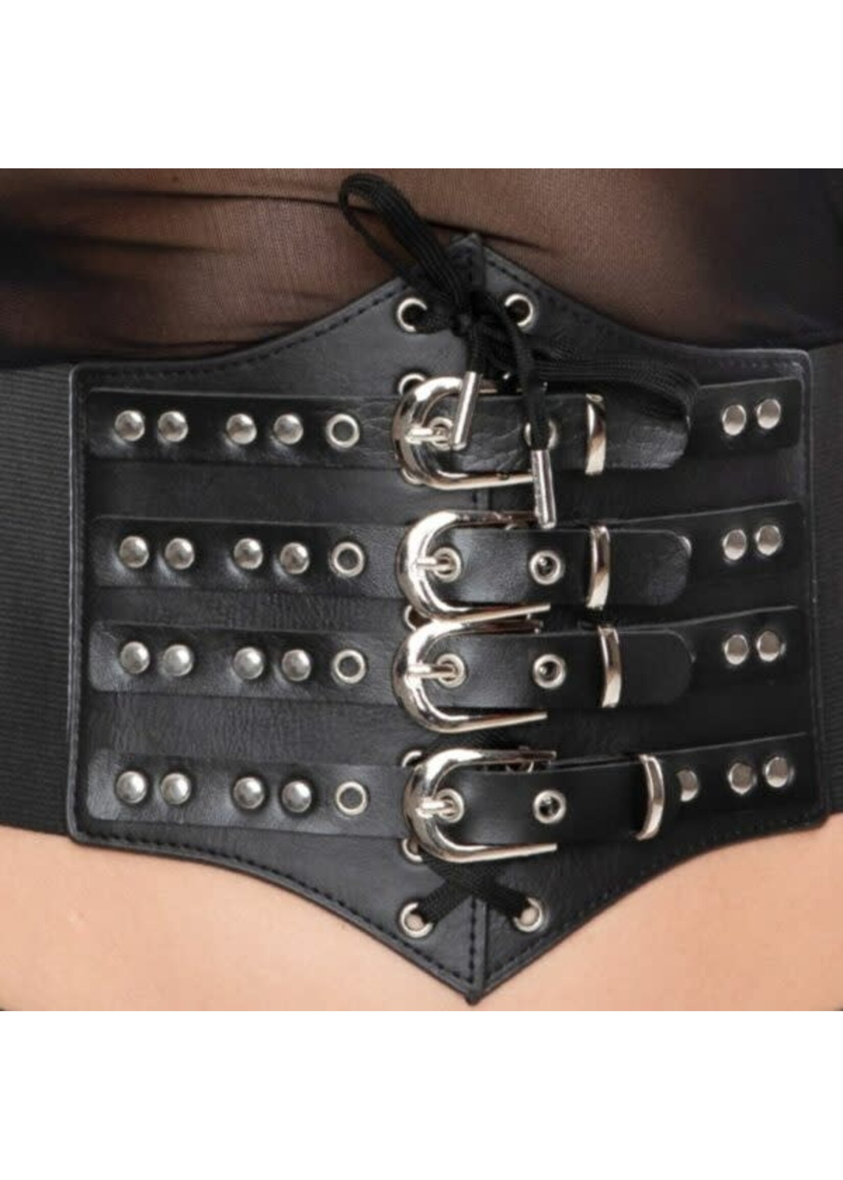Kinky Diva Waist cincher 4-buckled front - black