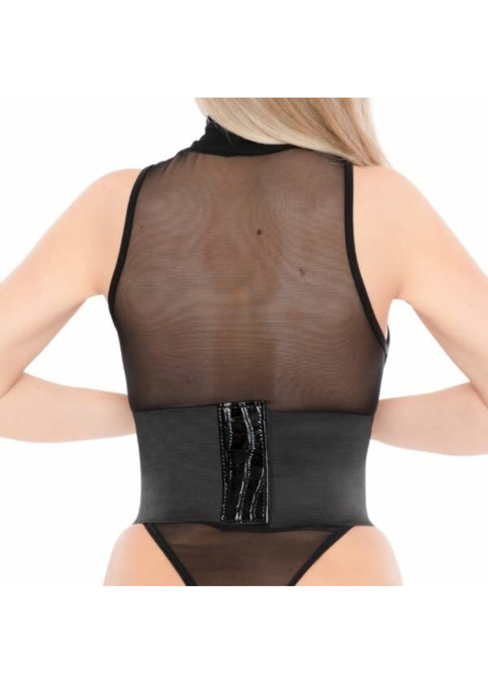 Kinky Diva Waist cincher high gloss croco front - black