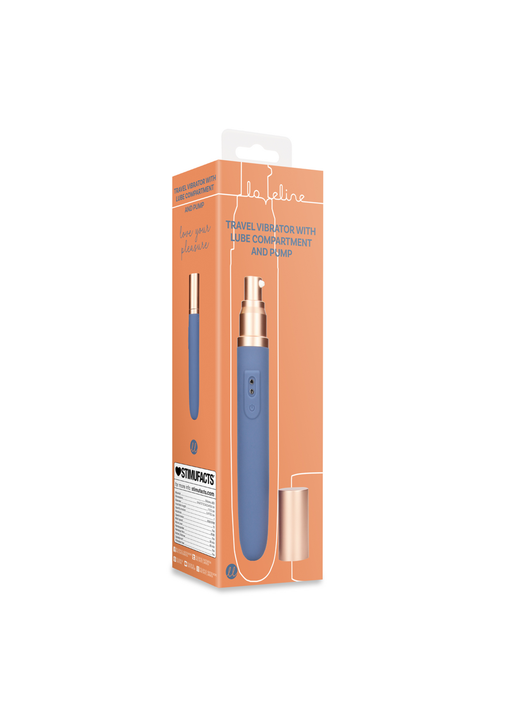 Loveline by Shots Travel vibrator with lube compartment and pump