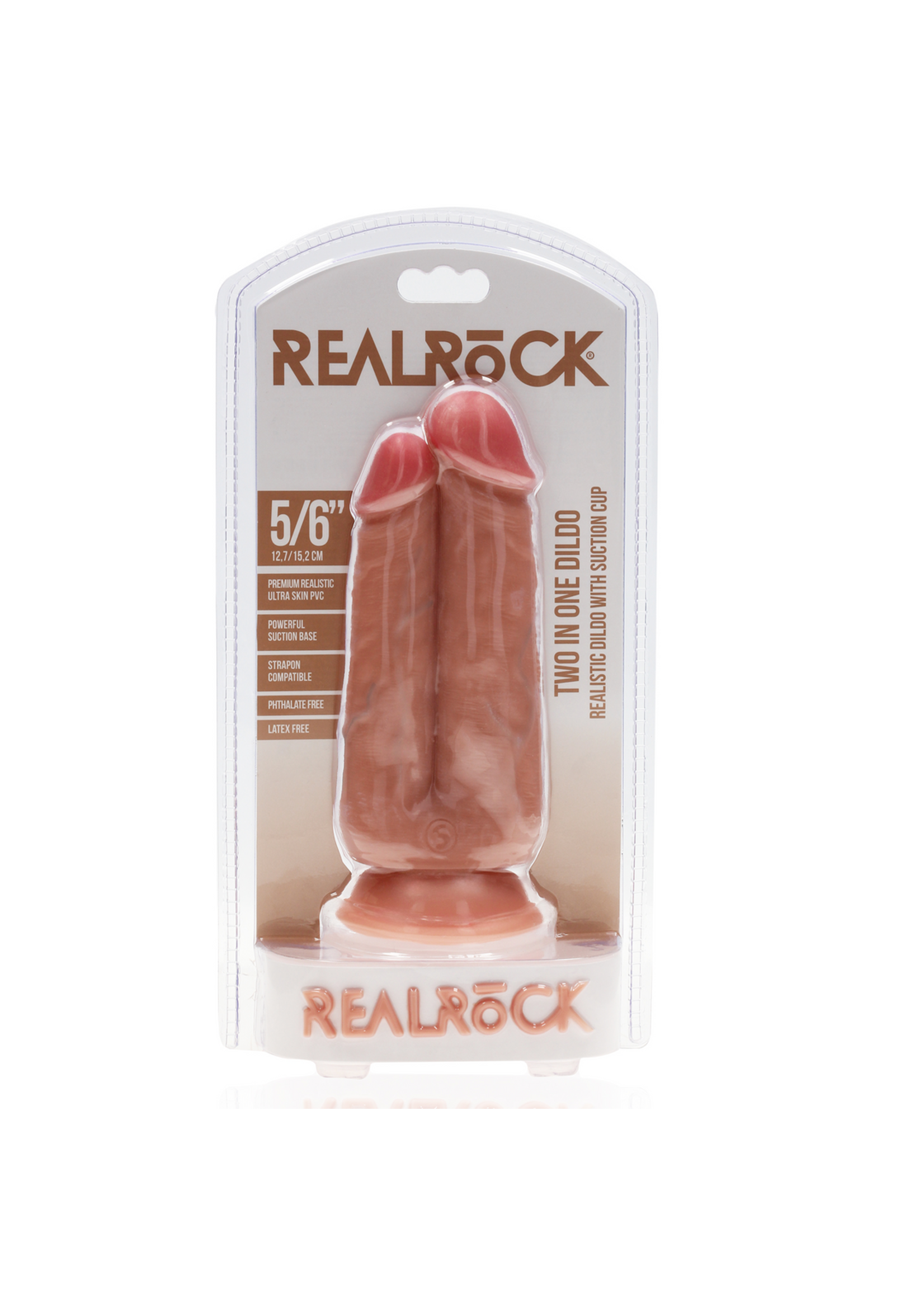 Realrock by Shots Two in one dildo 5"/6" - 12,7/15,2 cm - flesh
