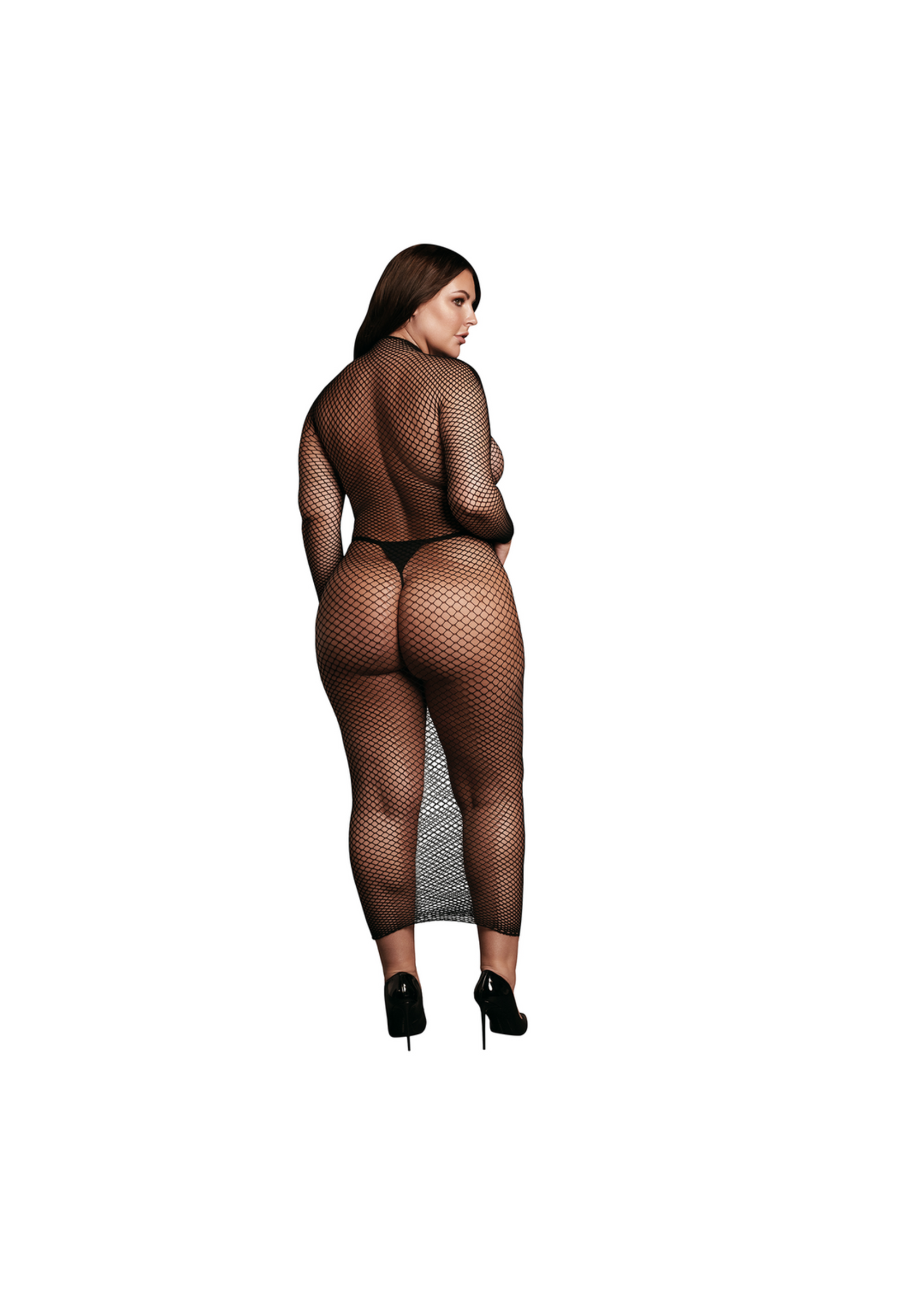 Le Désir Long dress fishnet turtle neck - QueenSize