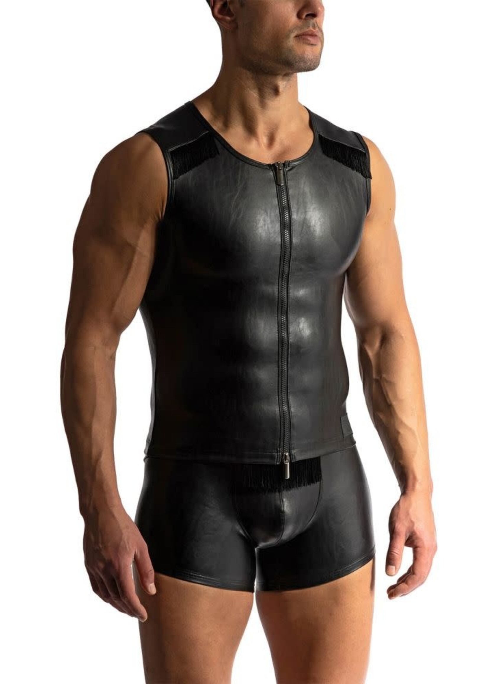 Manstore Zipped vest met franje