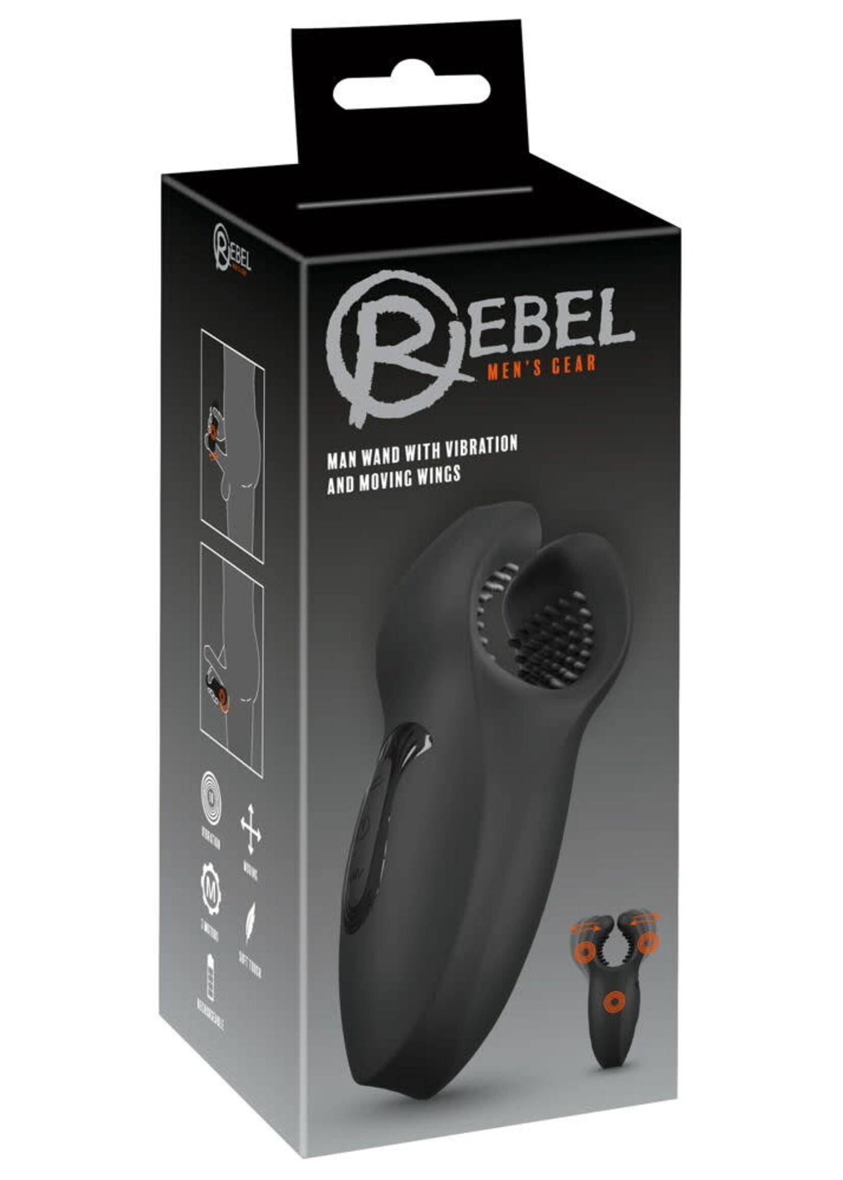 Man wand with vibration and moving wings