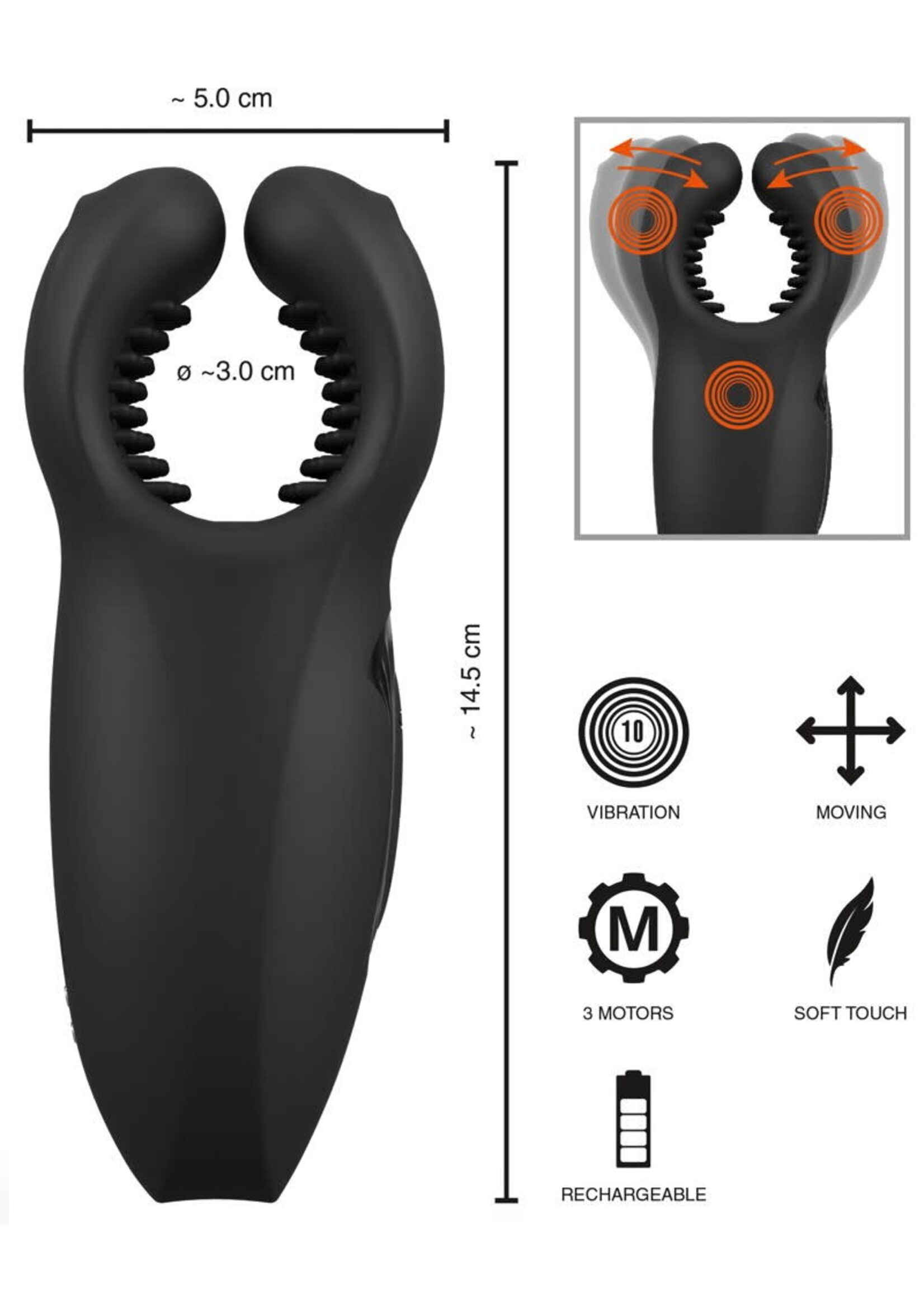 Man wand with vibration and moving wings