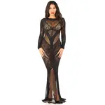 Leg Avenue Lace and net bodycon gown OneSize - black