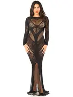 Leg Avenue Lace and net bodycon gown OneSize - black