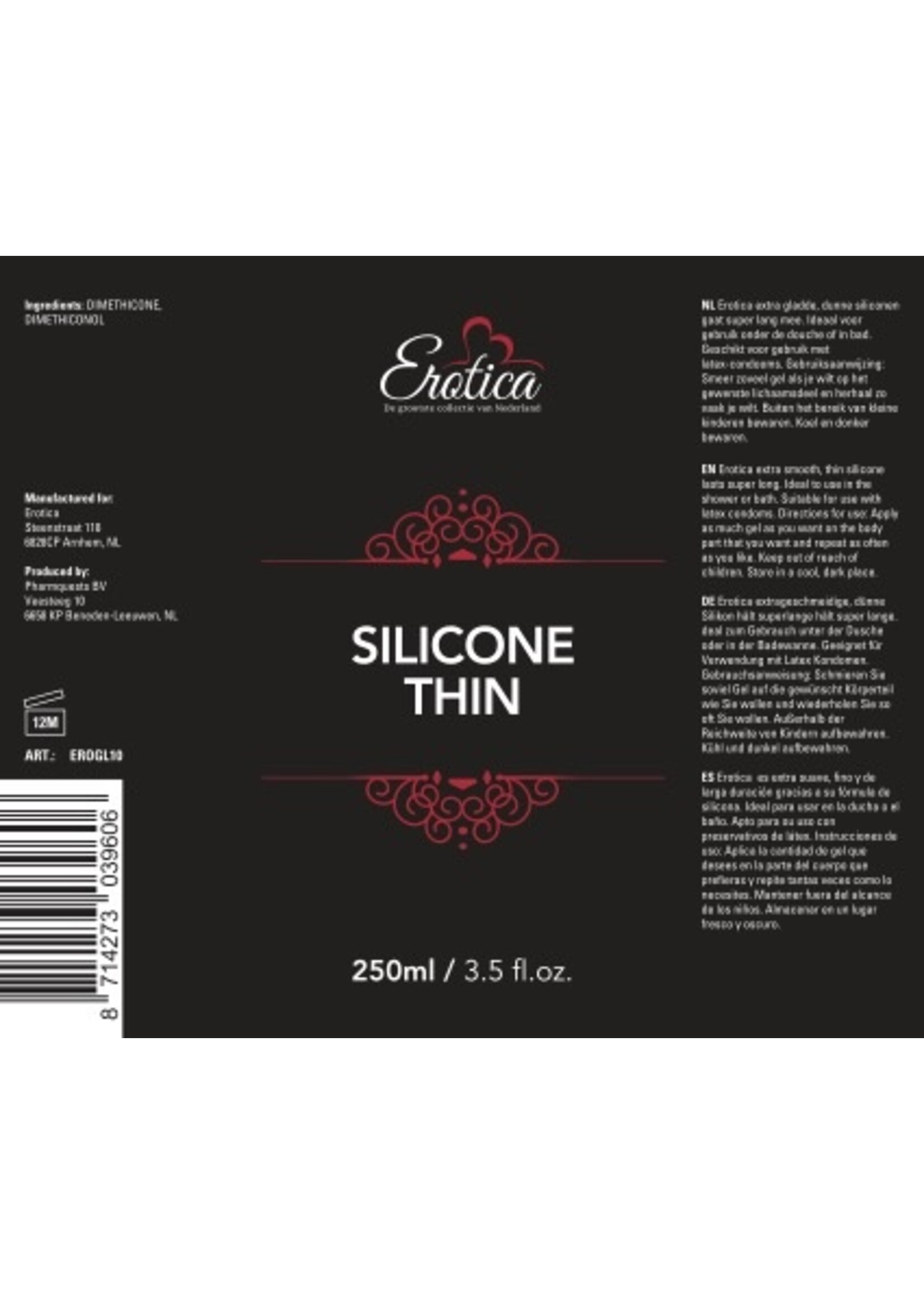 Erotica Glijmiddel Erotica glijmiddel silicone THIN basis - met condoom - 250 ml