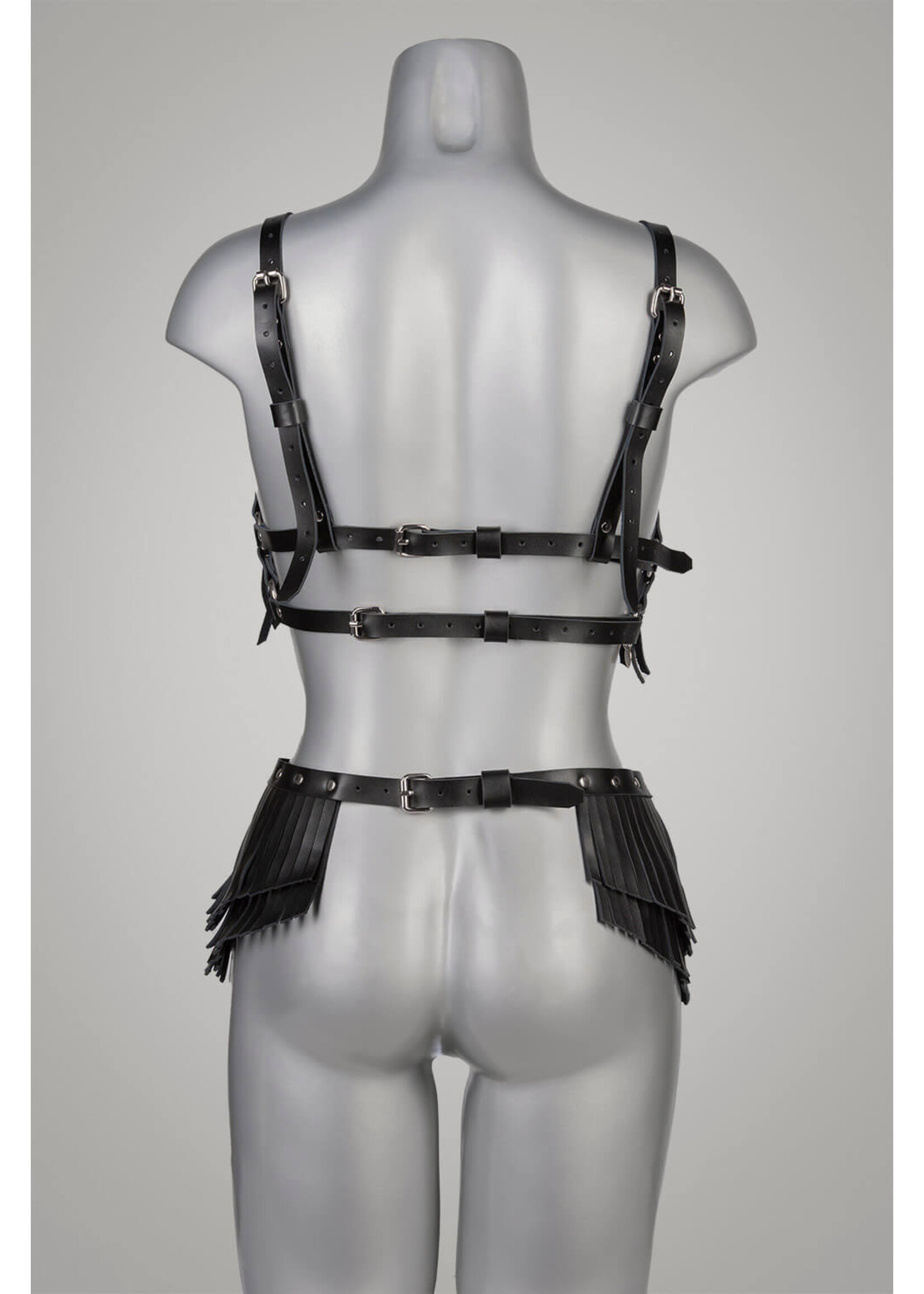 Voyeur X Leather skirt Fringe silver - OneSize