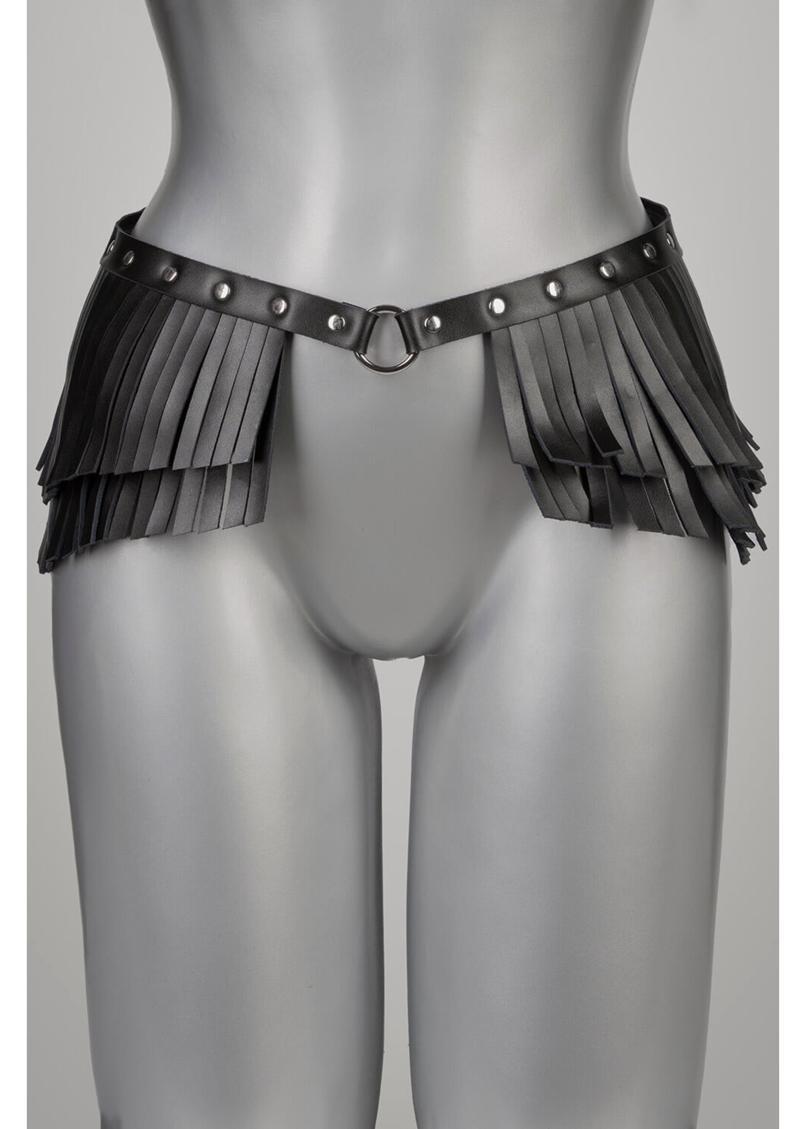 Voyeur X Leather skirt Fringe silver - OneSize
