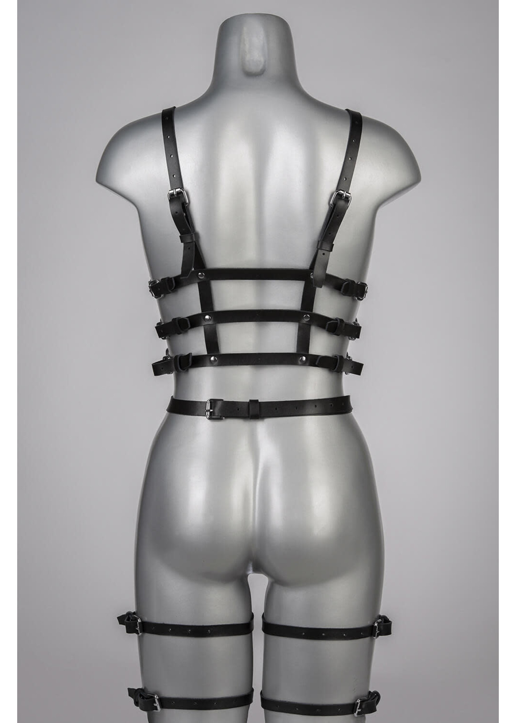 Voyeur X Leather harness Subjection silver - OneSize