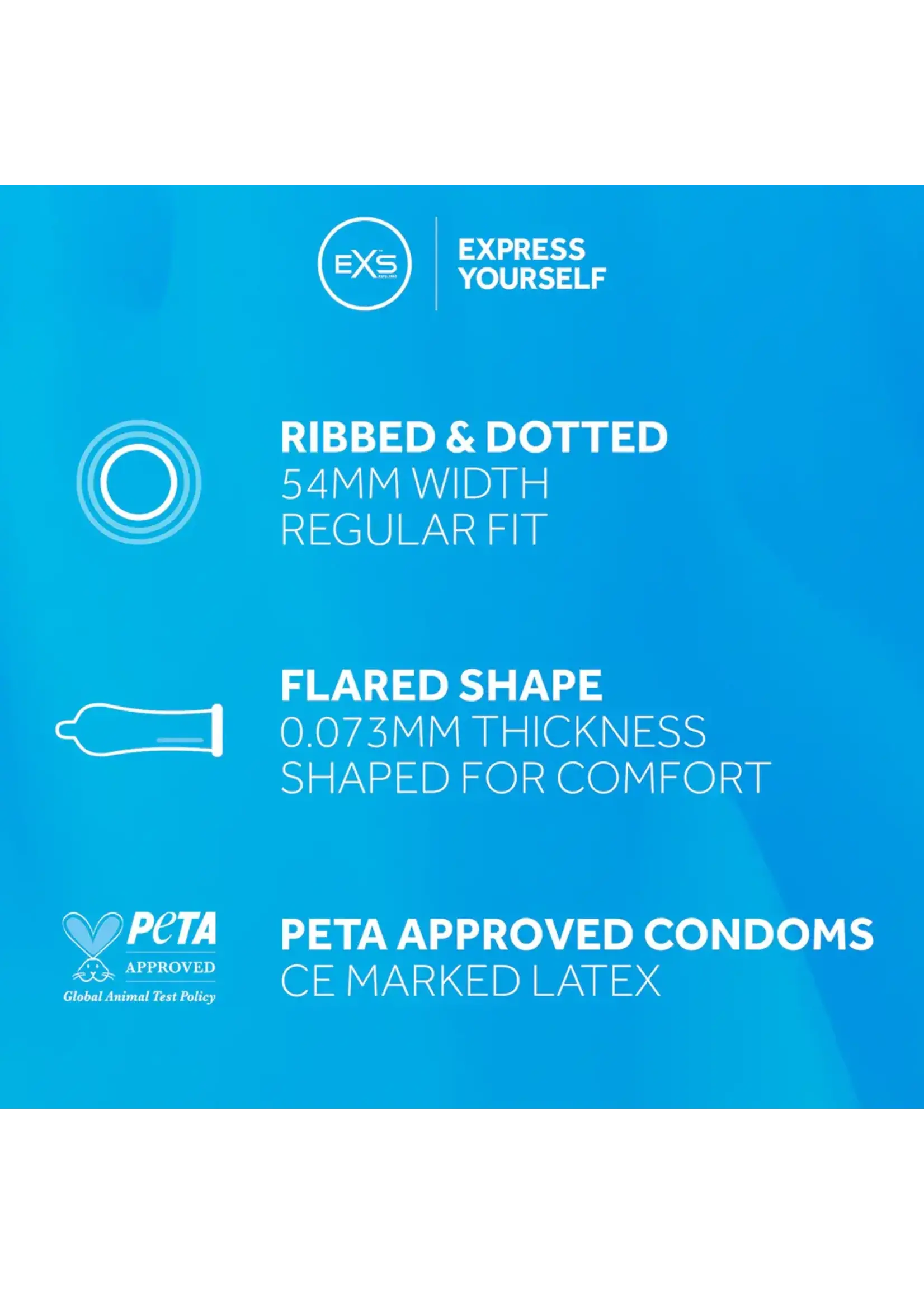 Exs Lifestyle Supplies EXS  3in1 ribbed, dotted and flared  Condoms - 12st.
