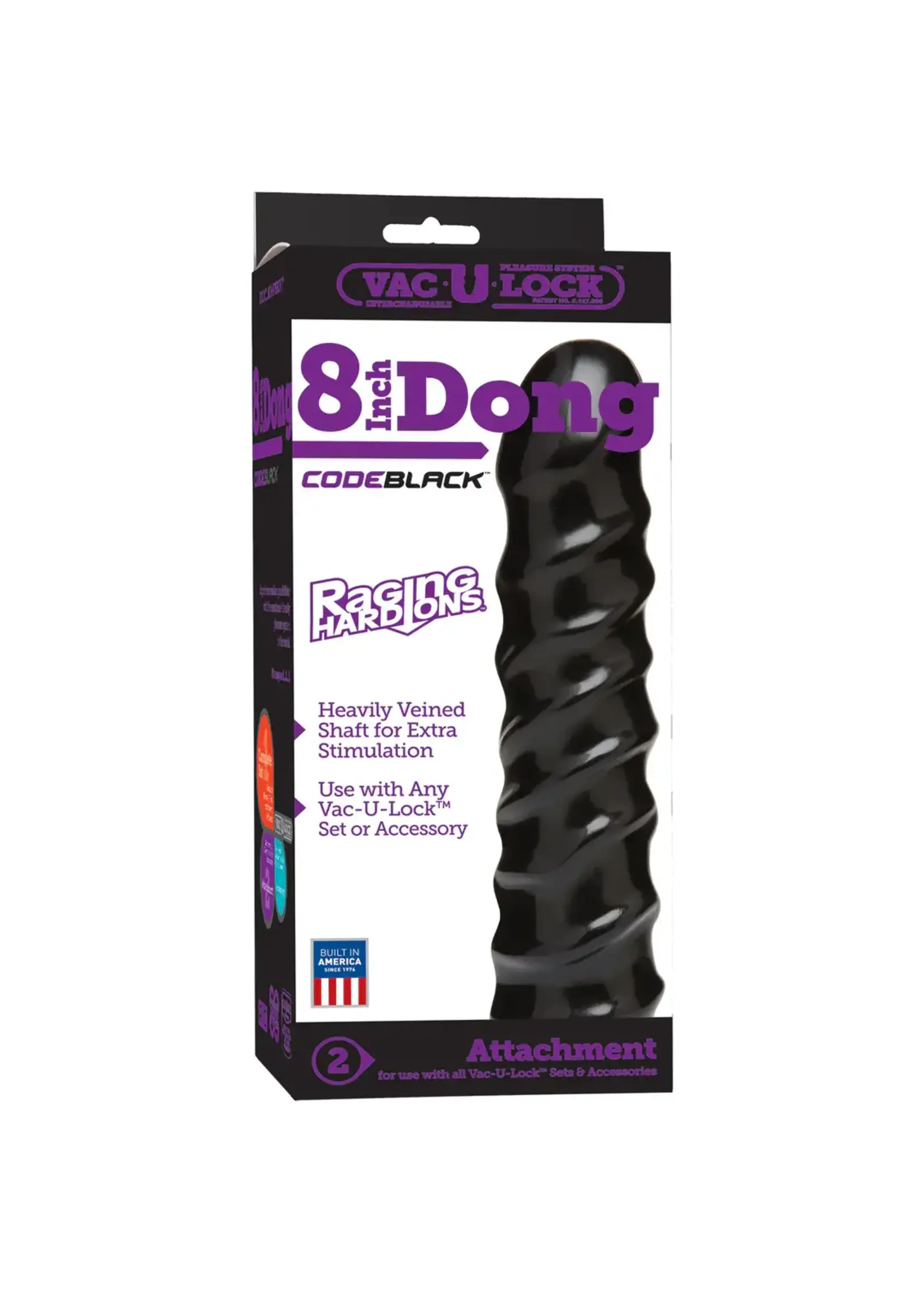Doc Johnson CodeBlack - Raging Hard Dildo - 8" / 20 cm