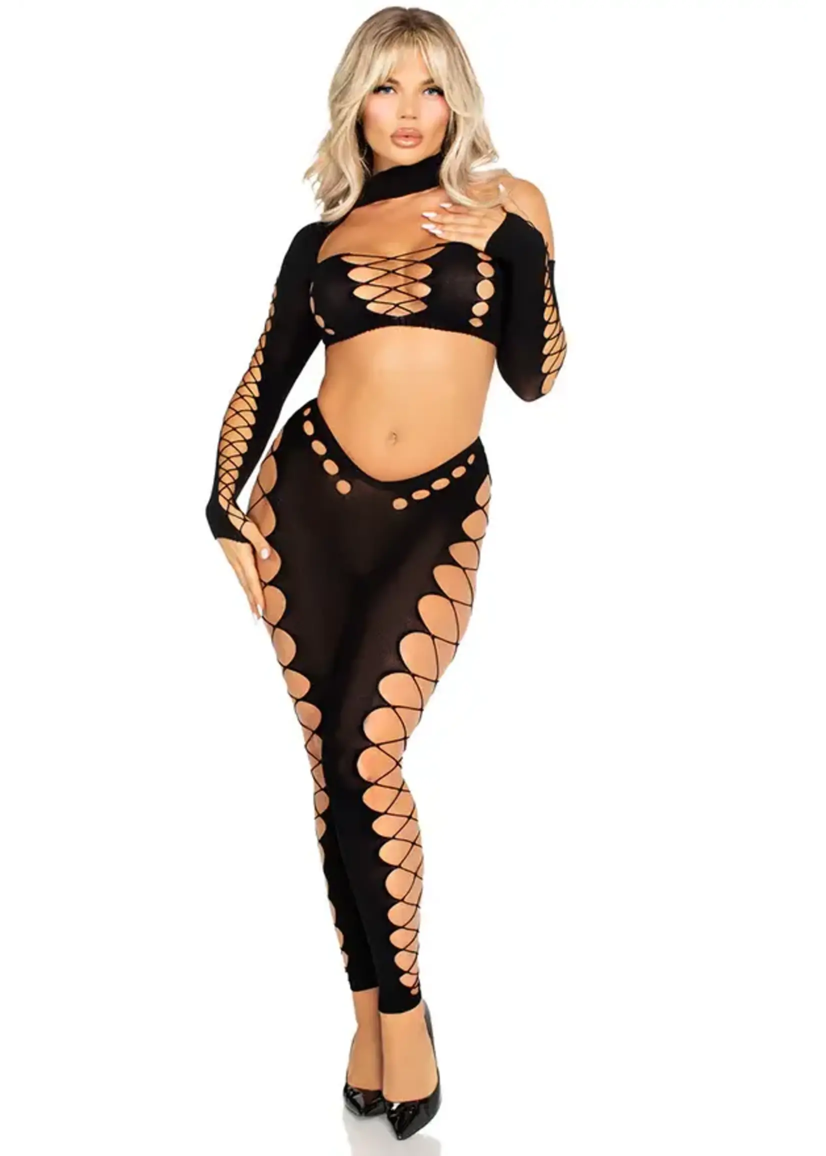 Leg Avenue Seamless cut-out crop top and legging - OneSize
