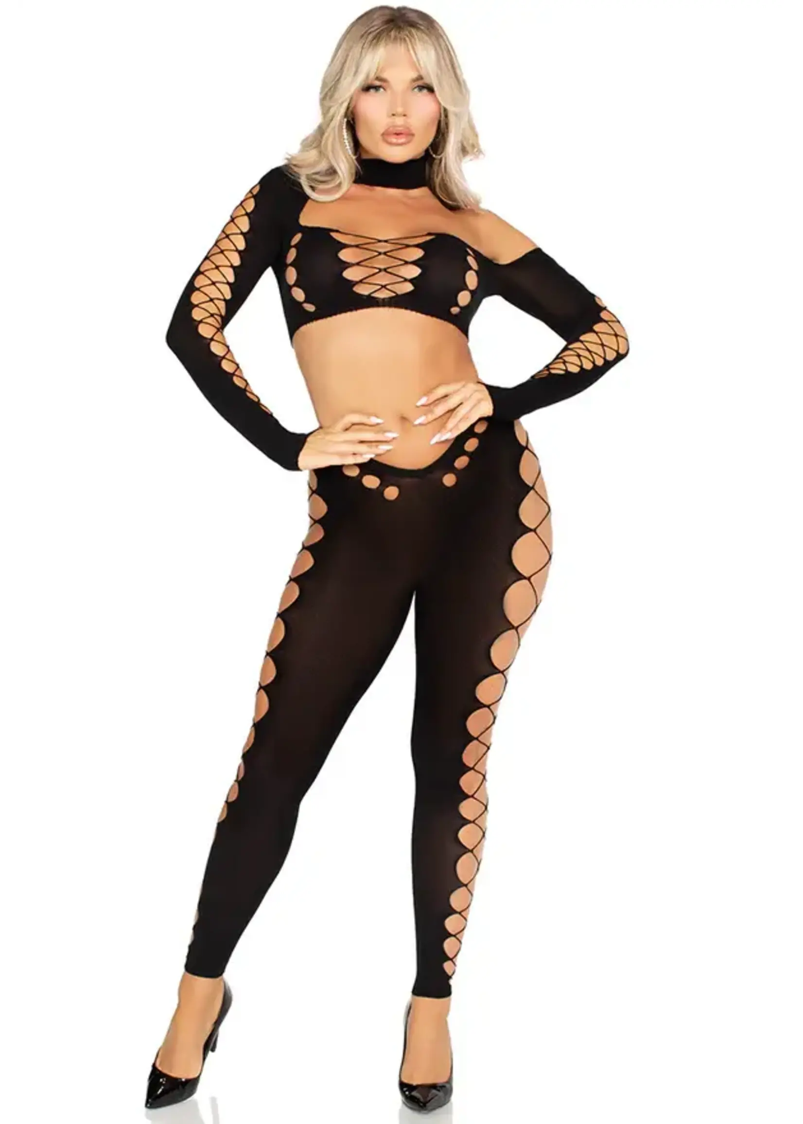 Leg Avenue Seamless cut-out crop top and legging - OneSize
