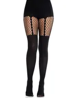 Leg Avenue Garter illusion tights with net detail - OneSize