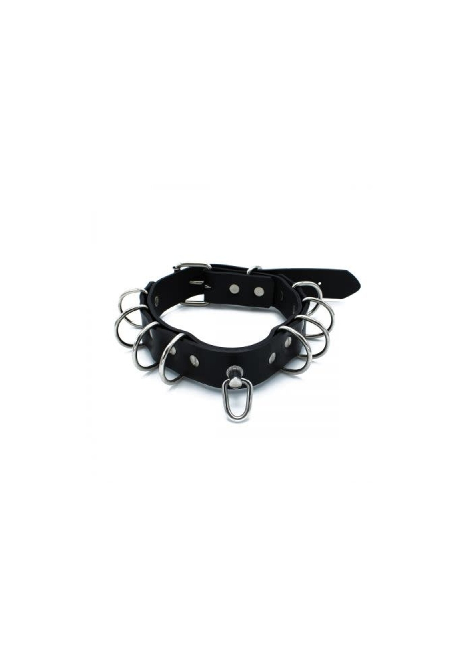 O-Products Black leather collar multi-D-rings