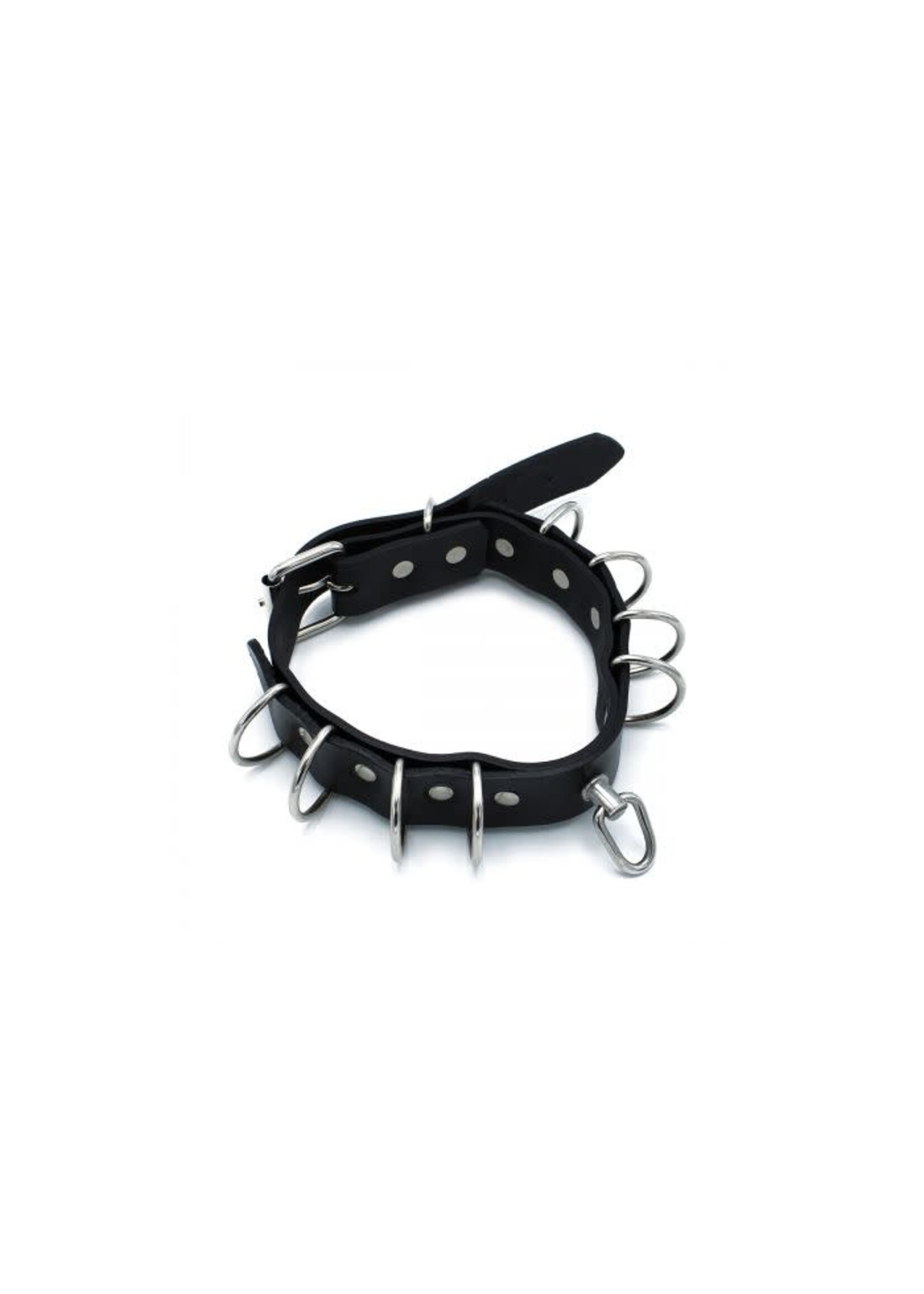 O-Products Black leather collar multi-D-rings