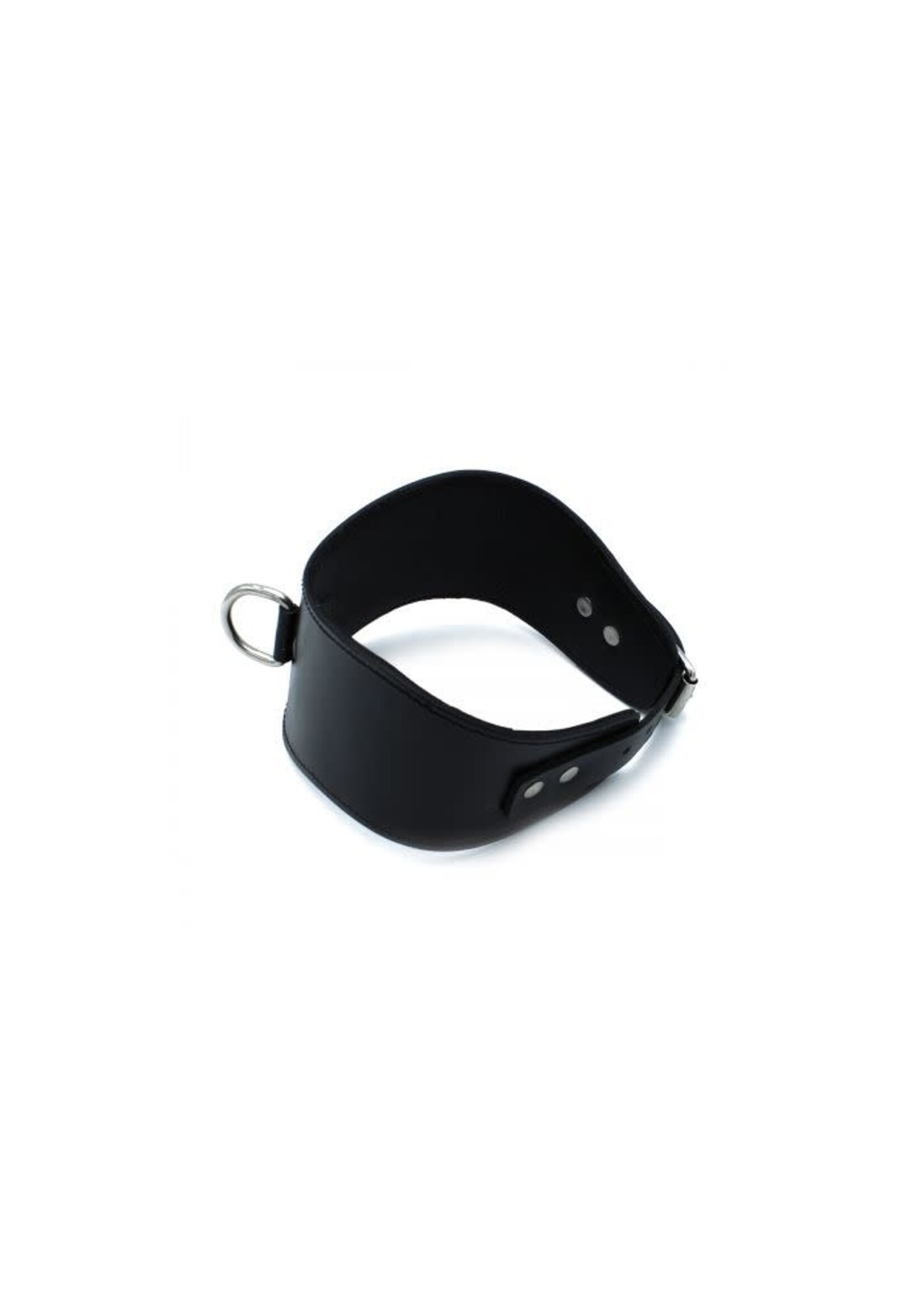 O-Products Contoured black leather collar with D-ring