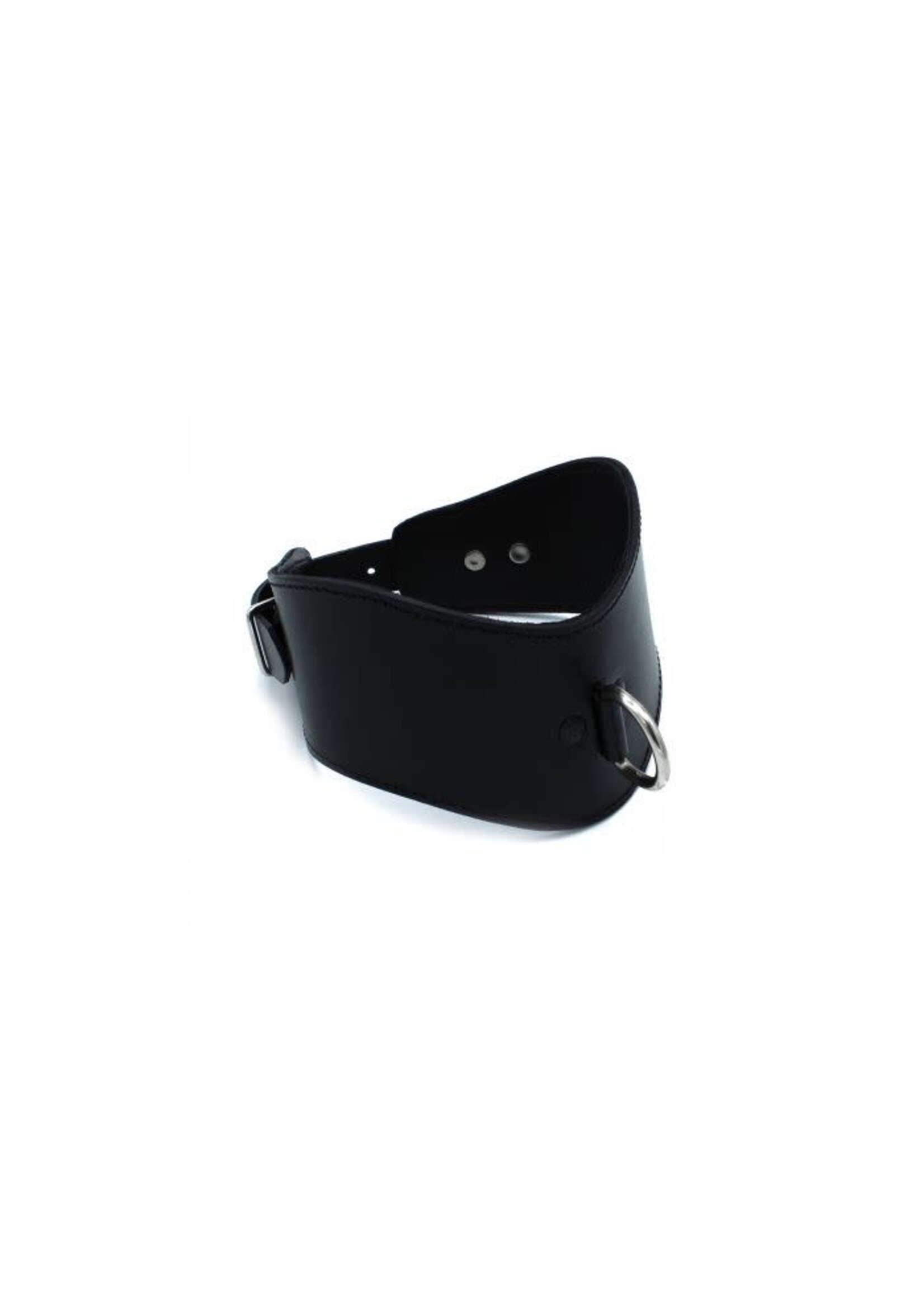 O-Products Contoured black leather collar with D-ring