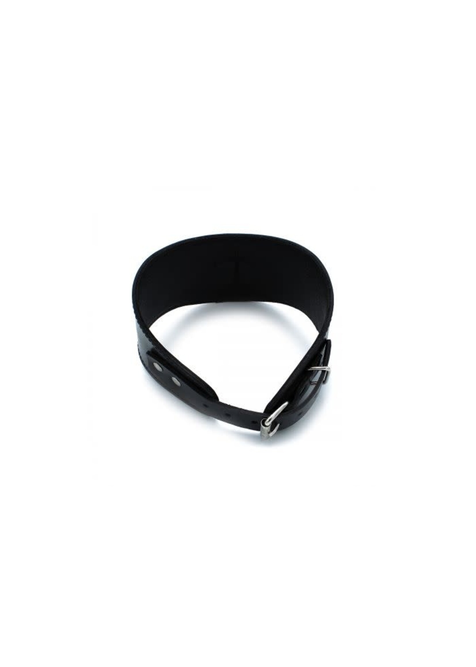 O-Products Contoured black leather collar with D-ring