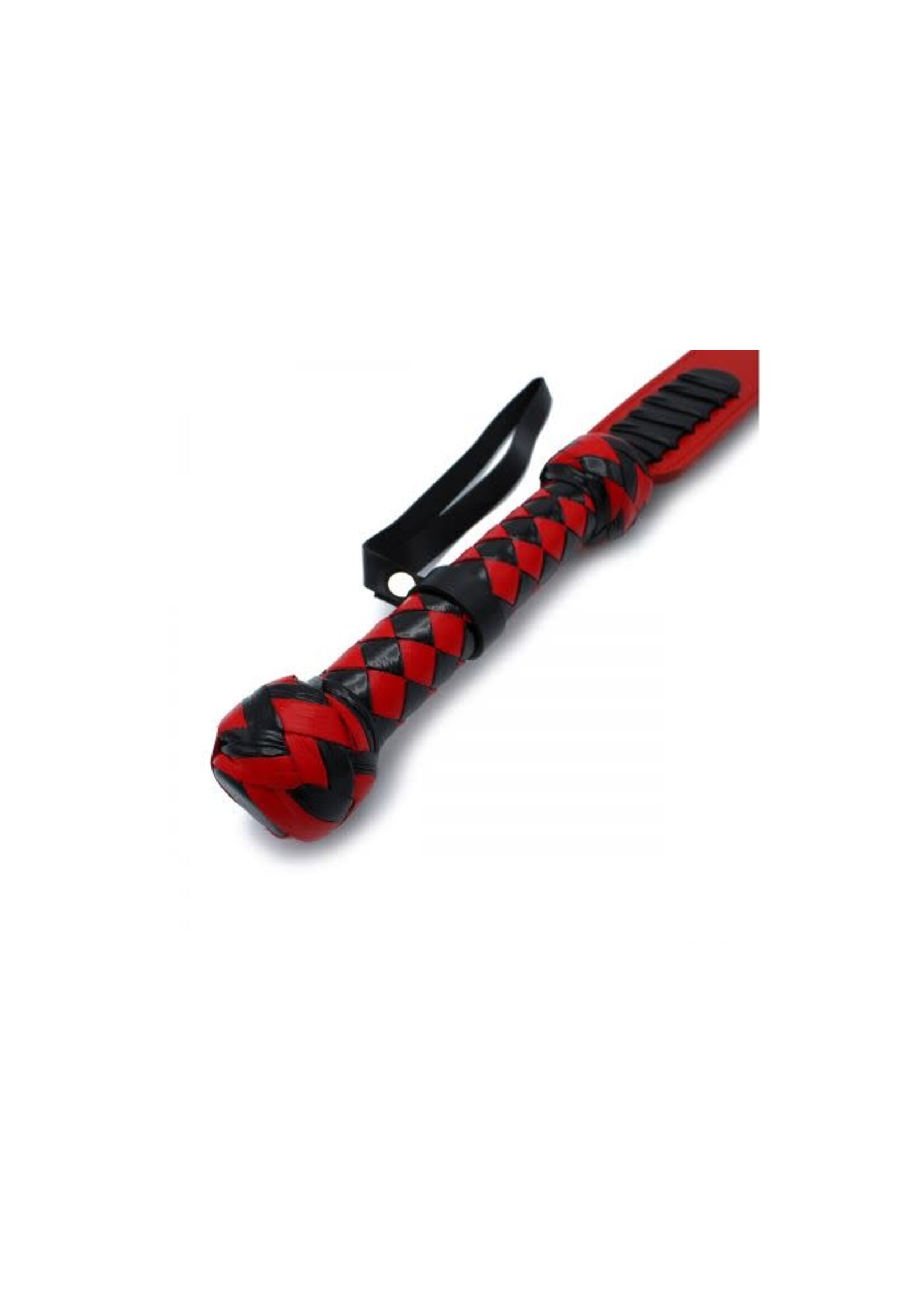 O-Products Black & red leather Y-paddle whip