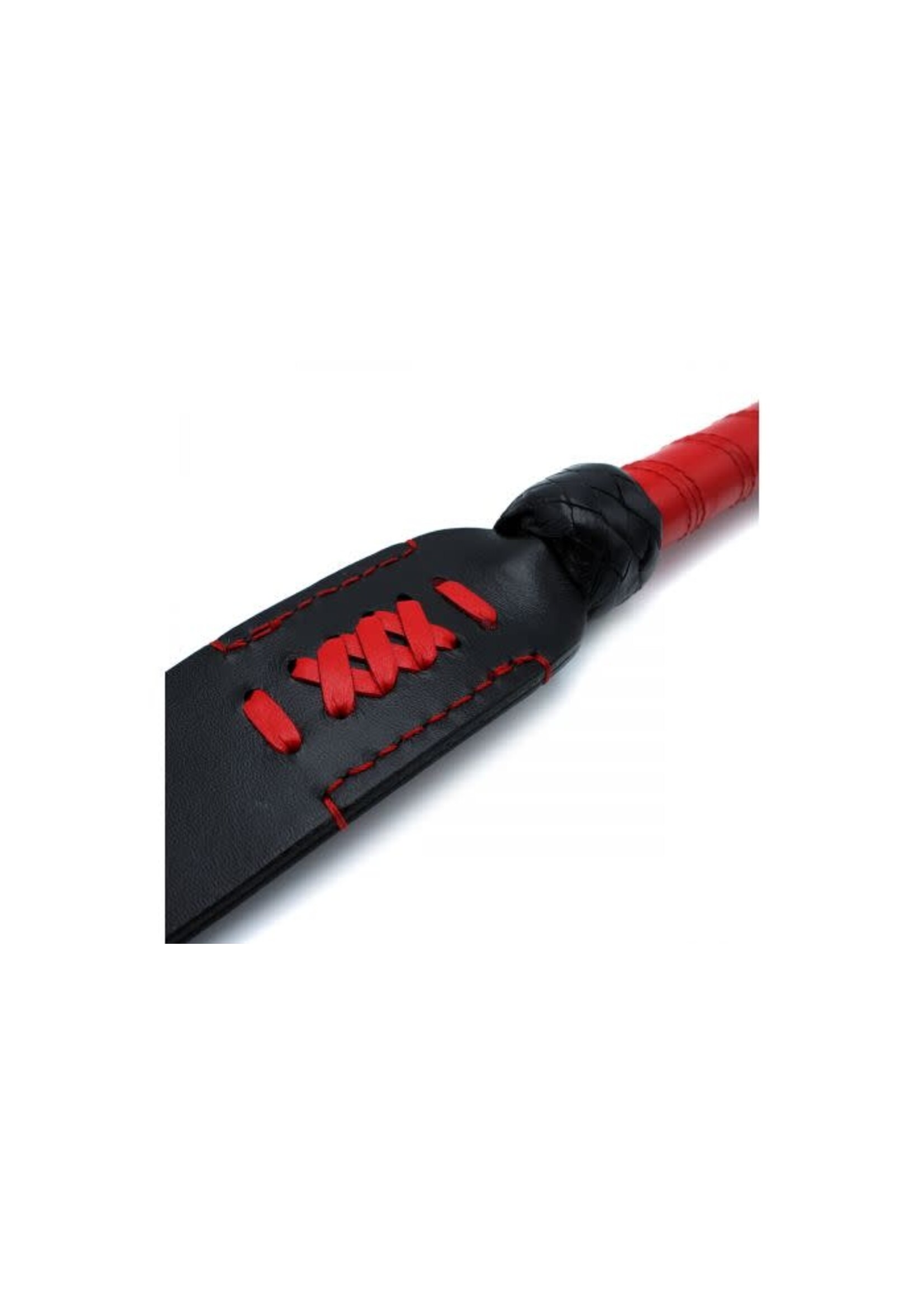 O-Products Black & red leather long paddle whip
