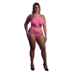 Ouch! Body with grecian neckline neon pink - QueenSize