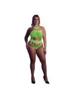 Ouch! Body with grecian neckline neon green - QueenSize