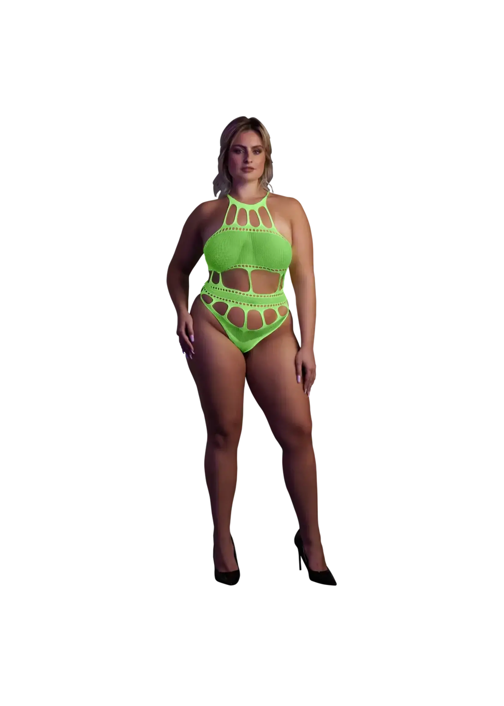 Ouch! Body with grecian neckline neon green - QueenSize