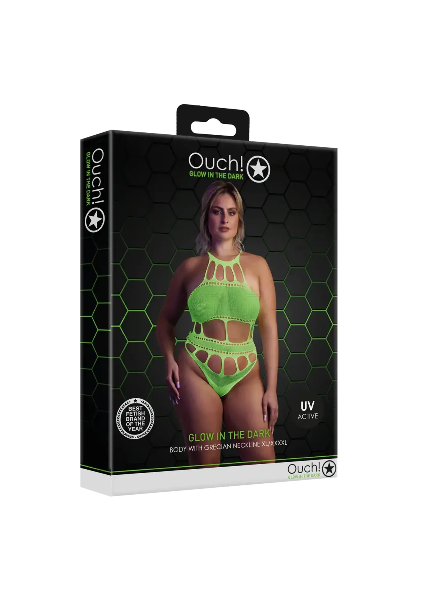 Ouch! Body with grecian neckline neon green - QueenSize