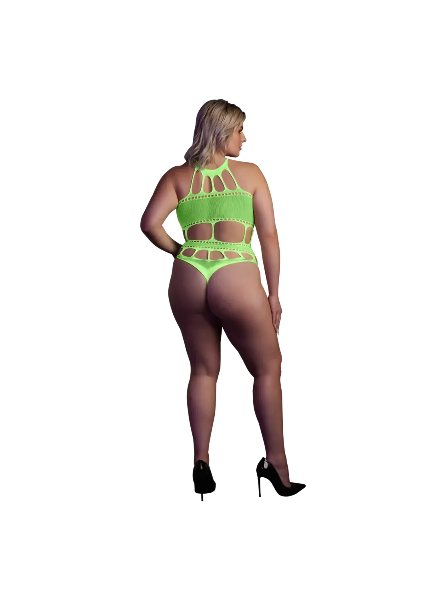 Ouch! Body with grecian neckline neon green - QueenSize